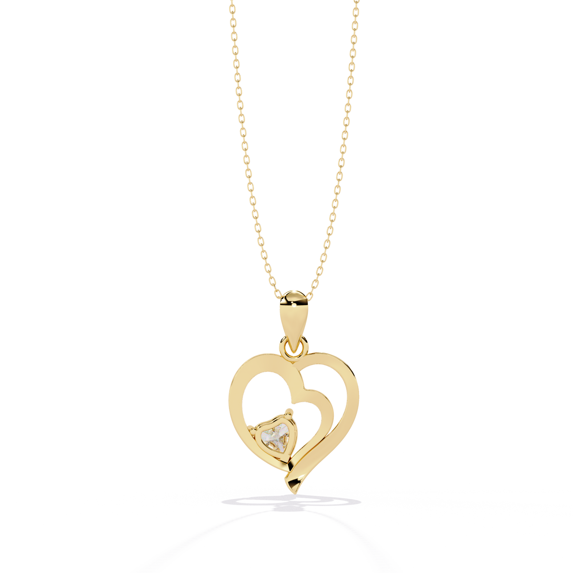 Premium Diamond Pendant – Heart Radiant Cut Diamond in Gold