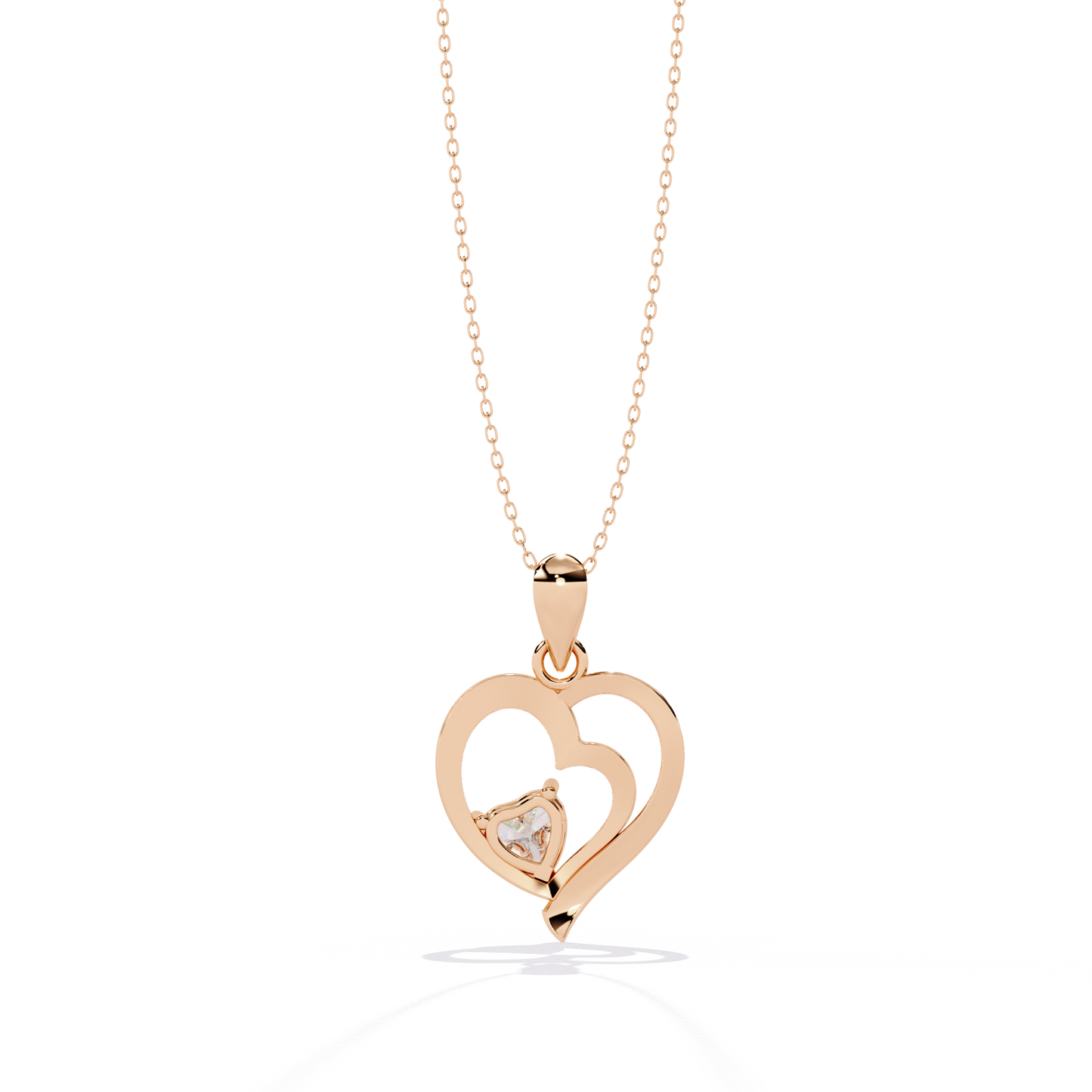 Premium Diamond Pendant – Heart Radiant Cut Diamond in Gold