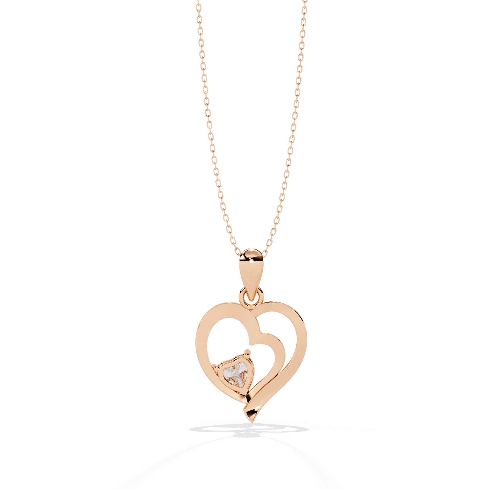 Premium Diamond Pendant – Heart Radiant Cut Diamond in Gold