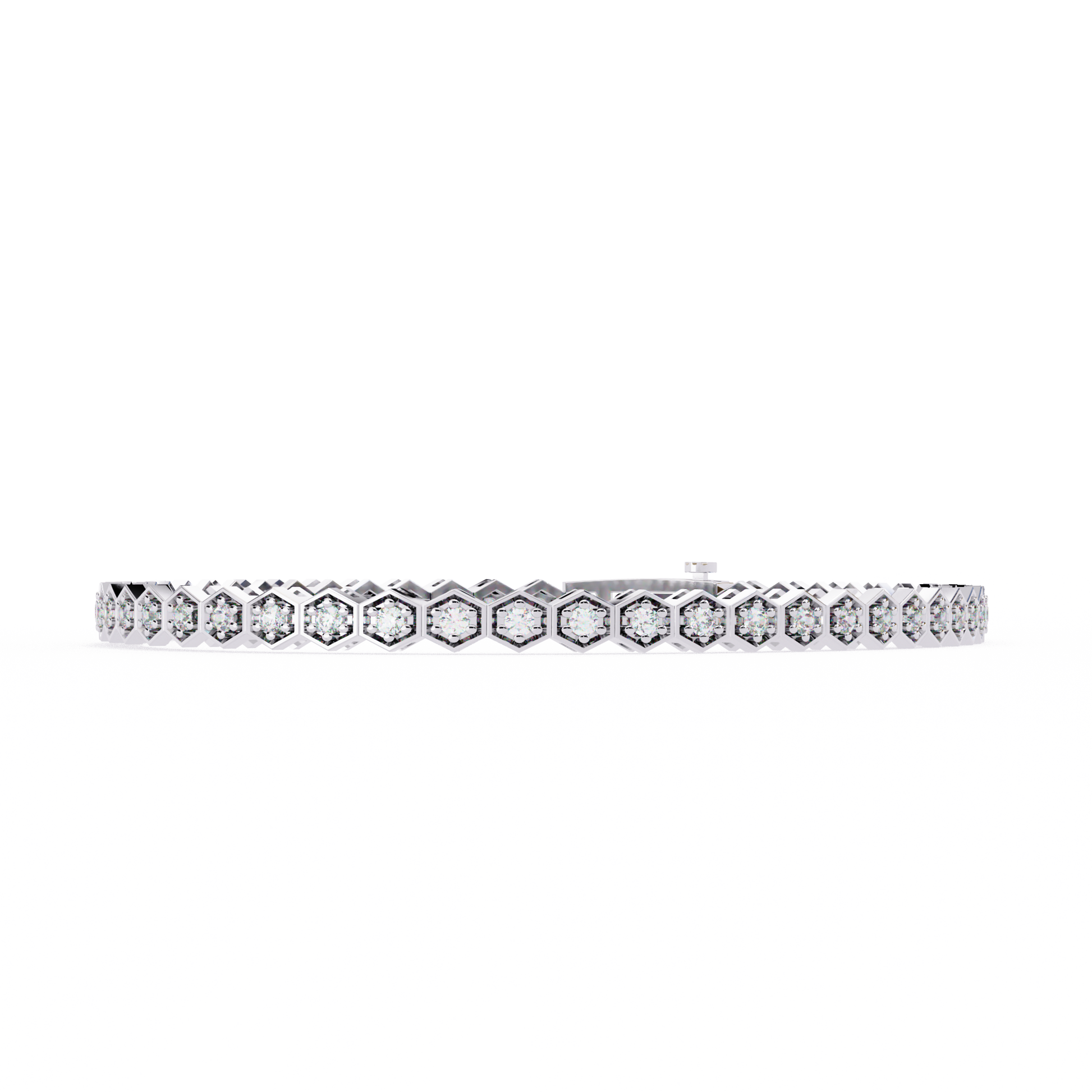 Premium Round Diamond Bracelet – Hexagon Shape Diamonds with Golden Borders in Gold