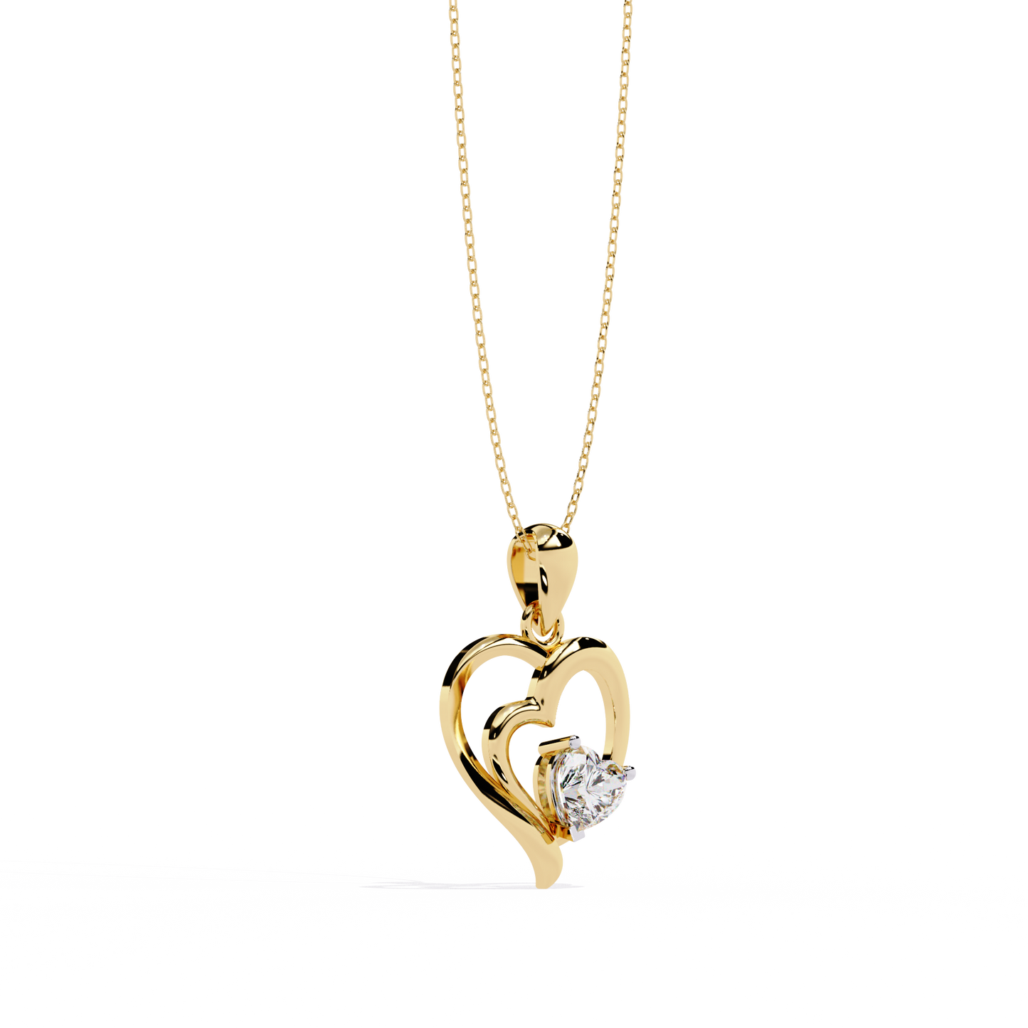 Premium Diamond Pendant – Heart Radiant Cut Diamond in Gold