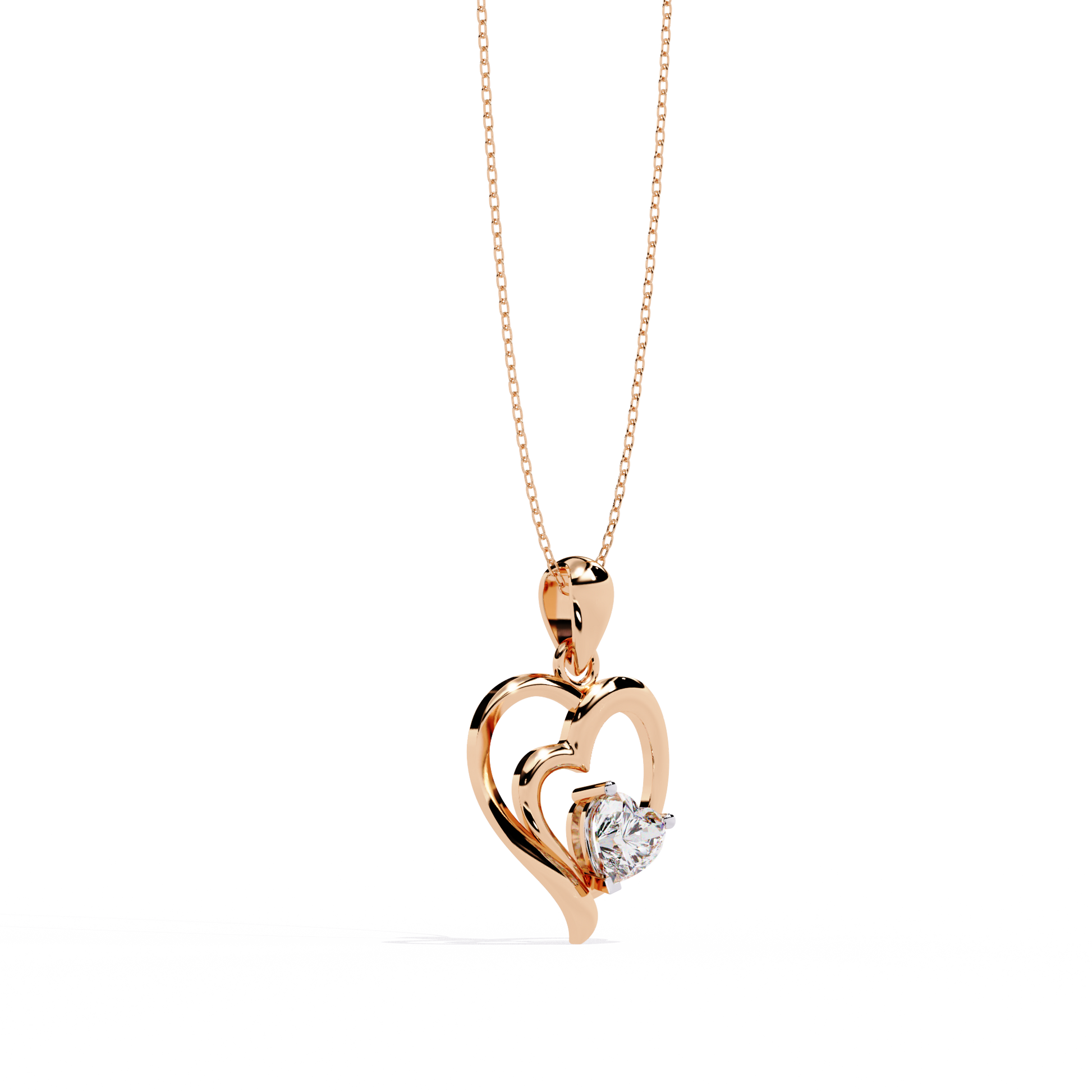 Premium Diamond Pendant – Heart Radiant Cut Diamond in Gold