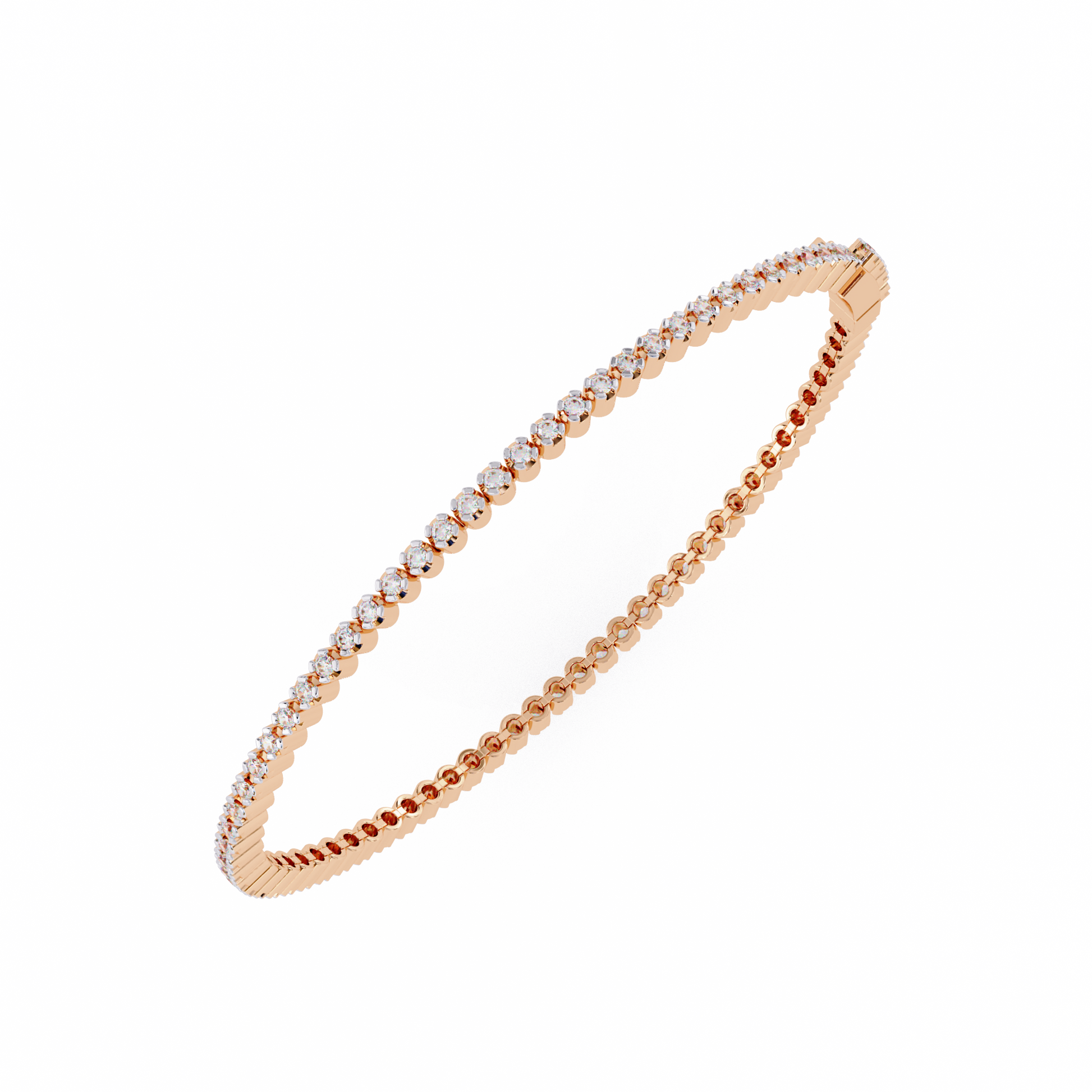 Premium Round Diamond Bracelet – Circular Shape Diamonds with Thin Golden Borders in Gold