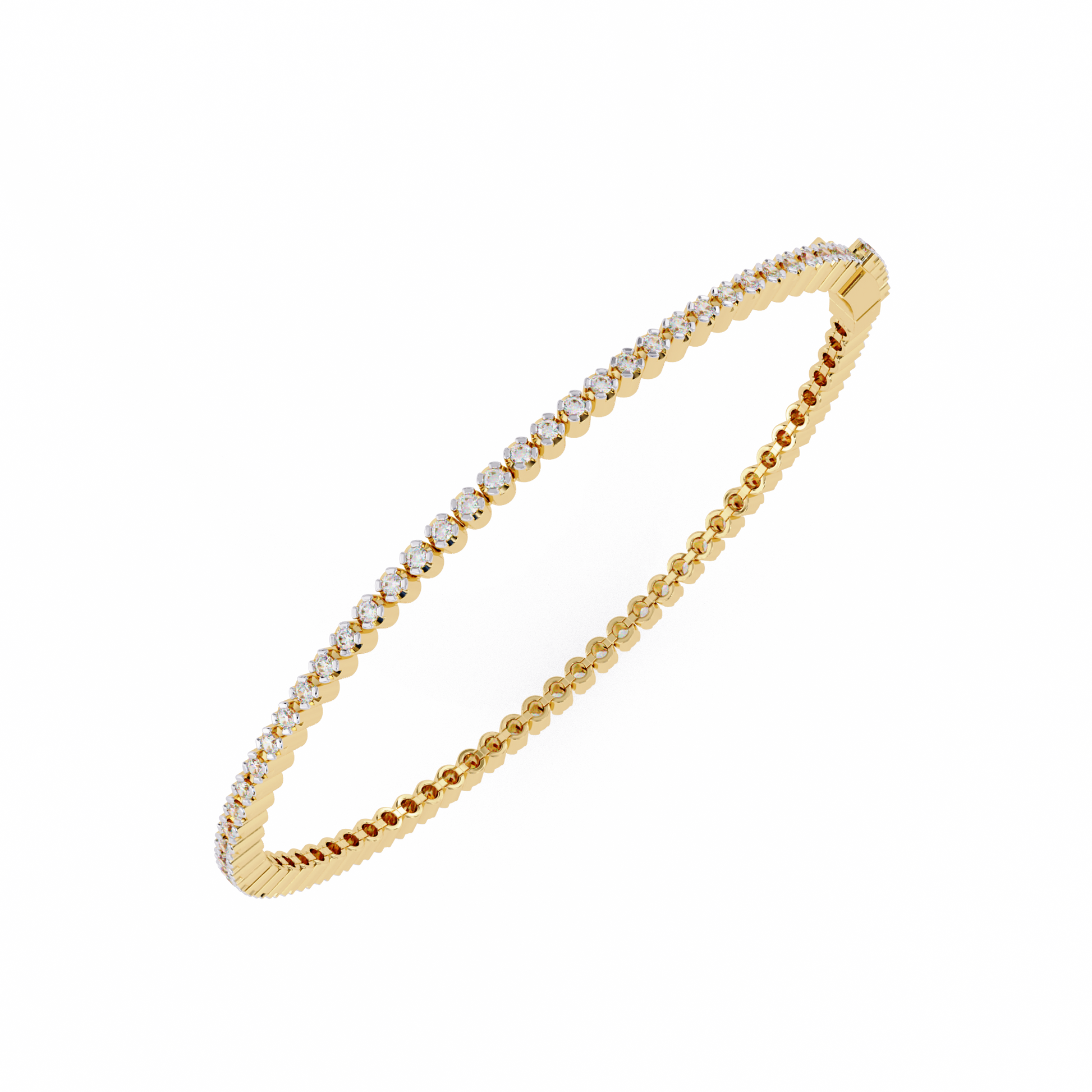 Premium Round Diamond Bracelet – Circular Shape Diamonds with Thin Golden Borders in Gold