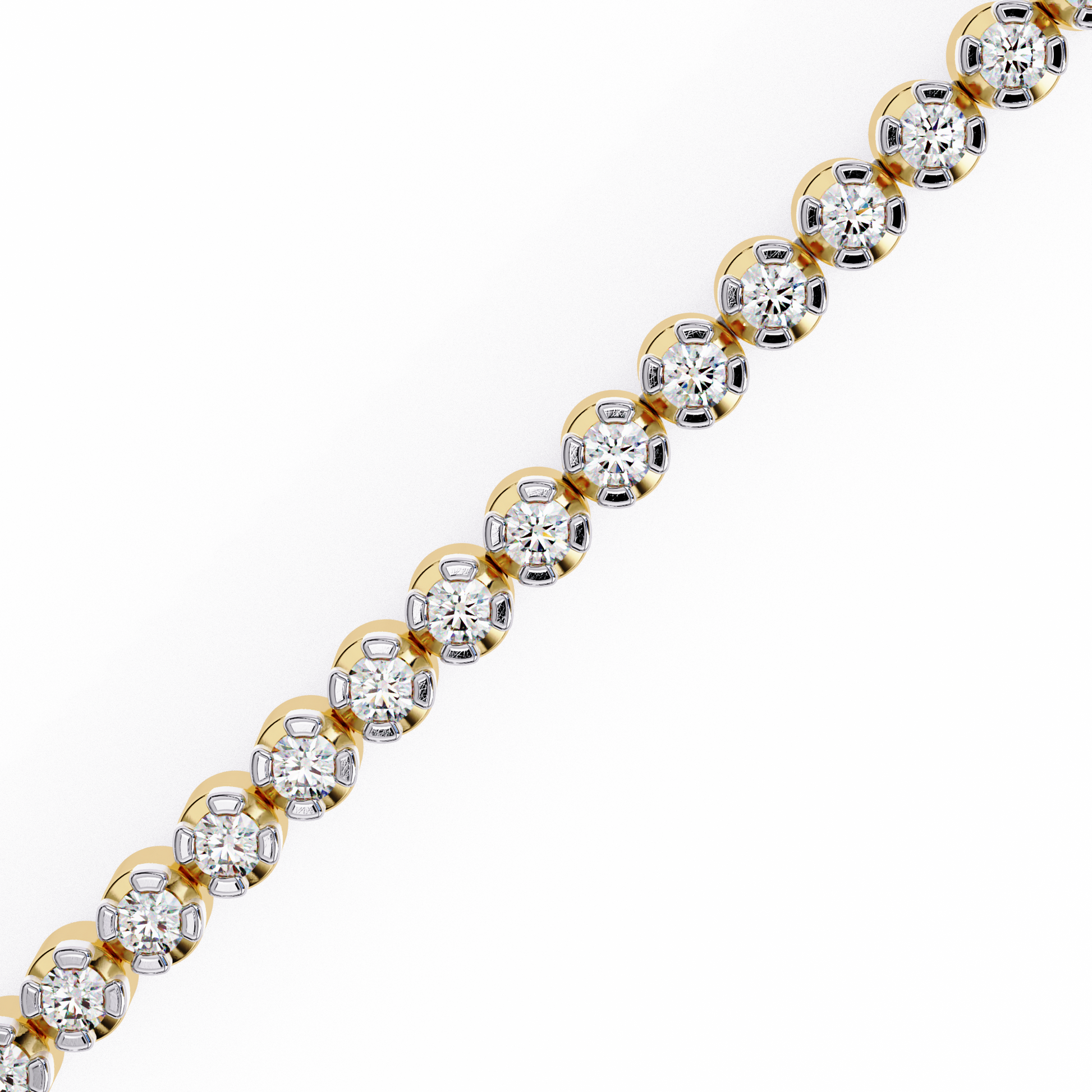 Premium Round Diamond Bracelet – Circular Shape Diamonds with Thin Golden Borders in Gold