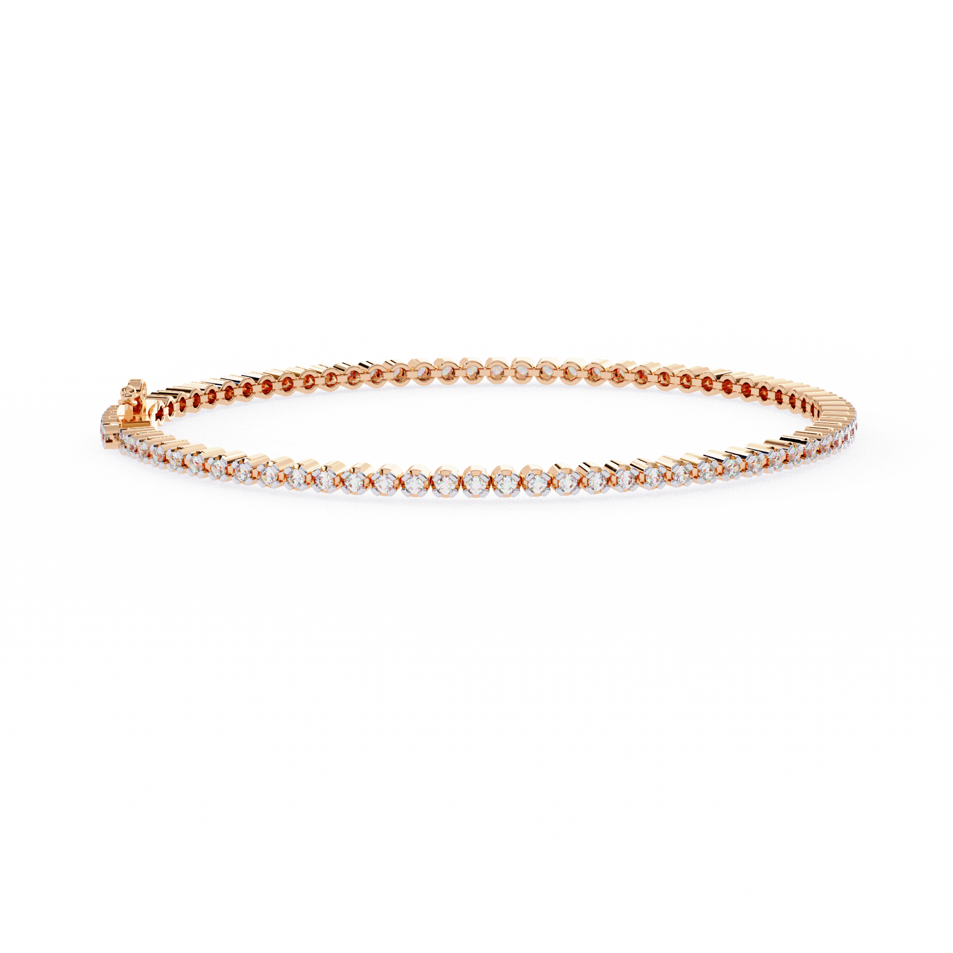Premium Round Diamond Bracelet – Circular Shape Diamonds with Thin Golden Borders in Gold