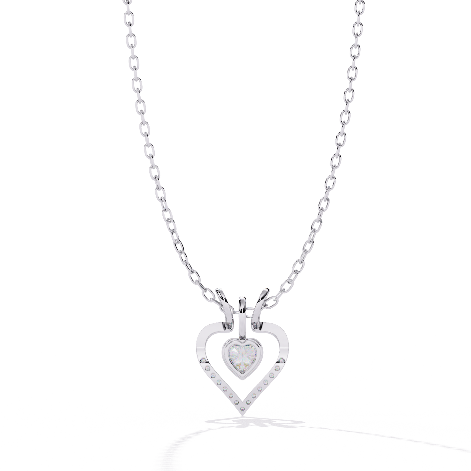 Premium + Round Diamond Pendant – Heart Radiant & Round Cut Diamonds in Gold