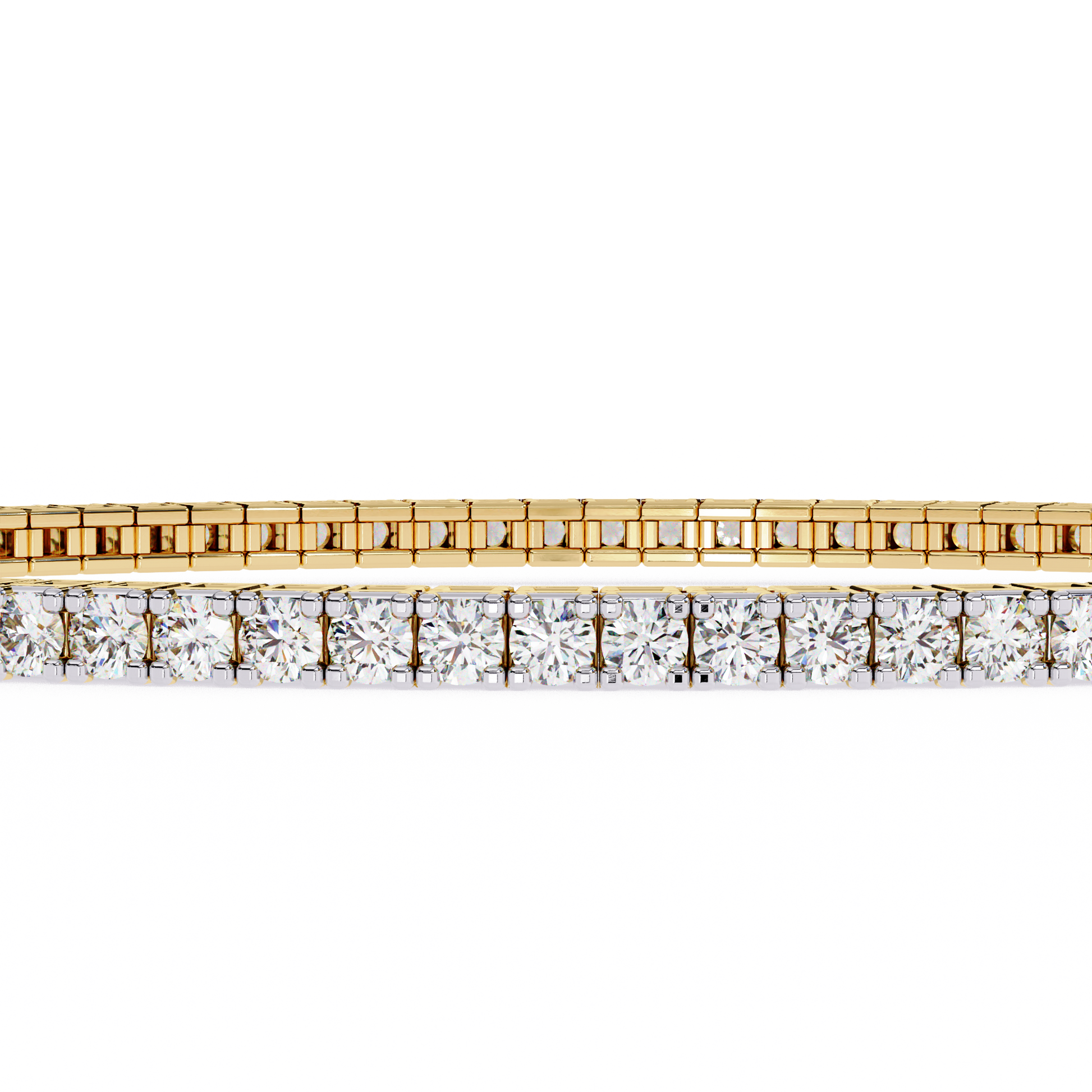 Premium Round Diamond Bracelet – Square Diamond Design All Around in Gold