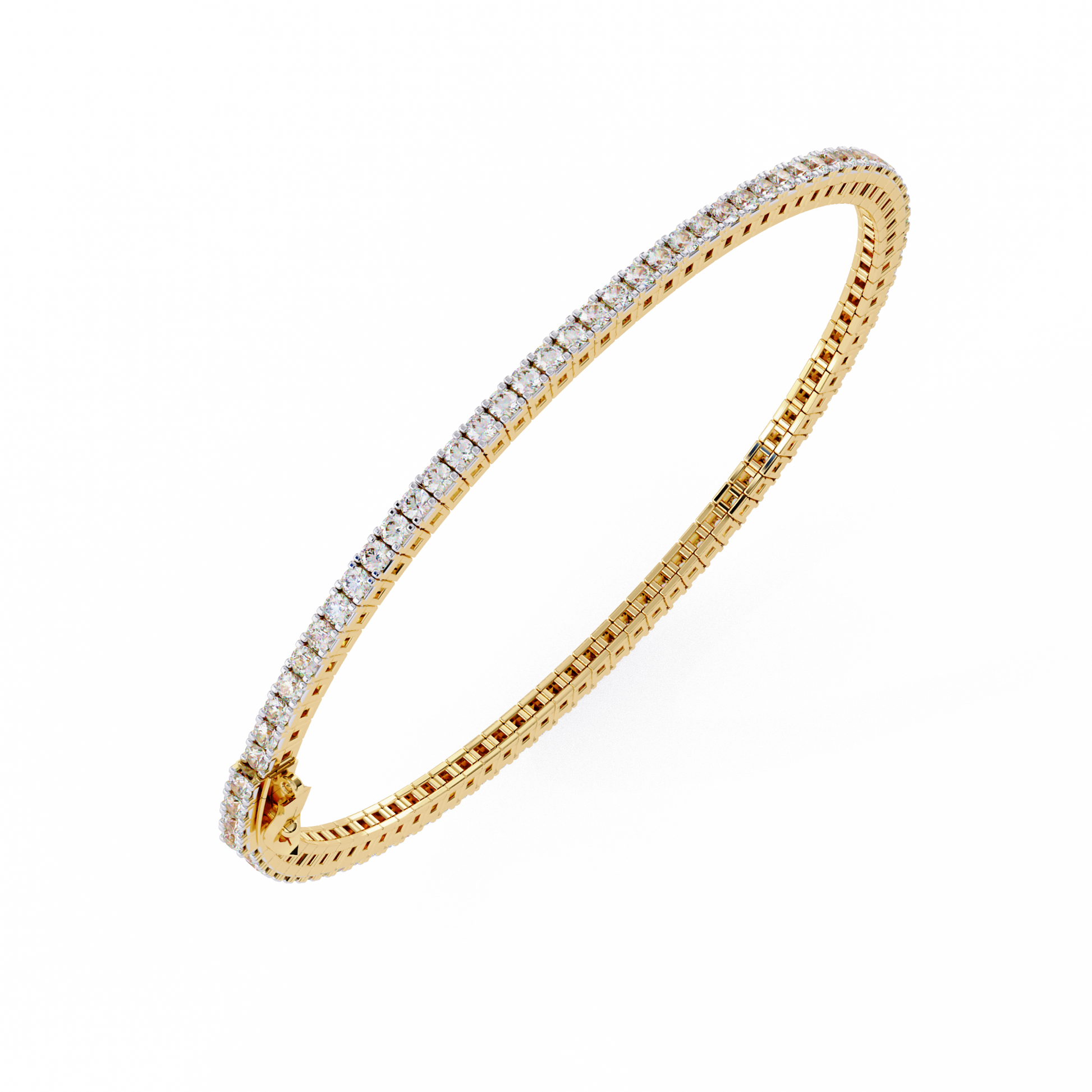 Premium Round Diamond Bracelet – Square Diamond Design All Around in Gold