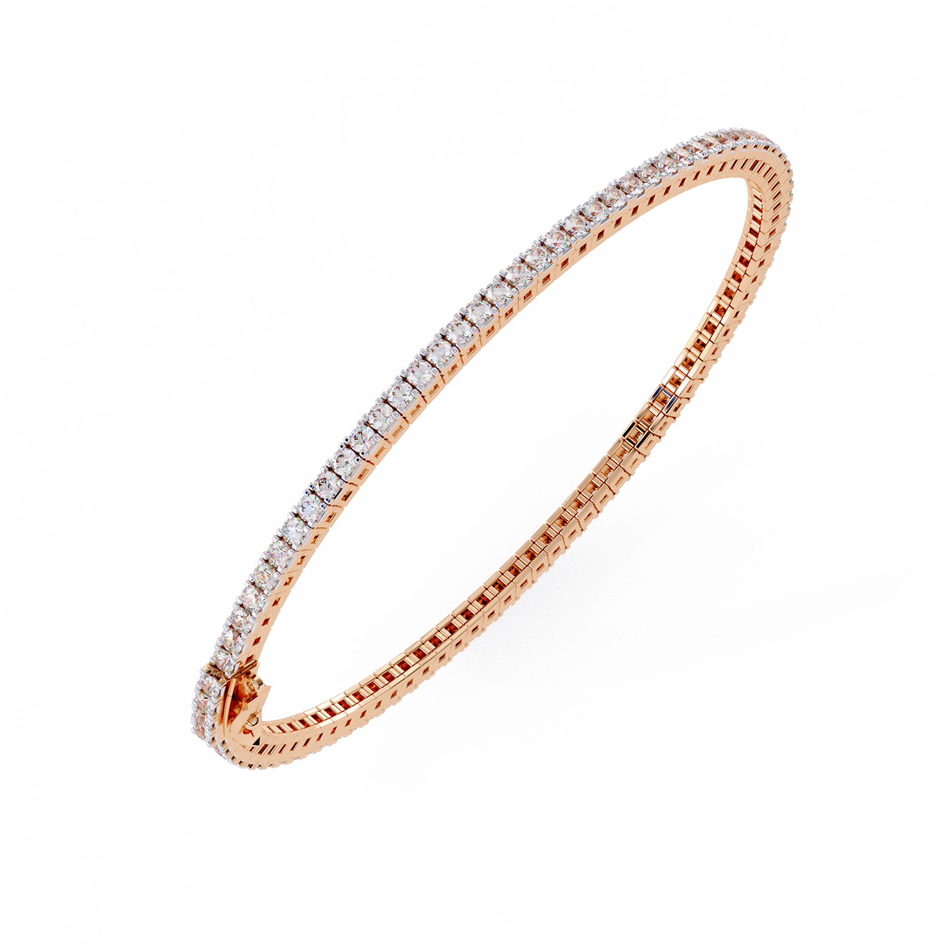 Premium Round Diamond Bracelet – Square Diamond Design All Around in Gold