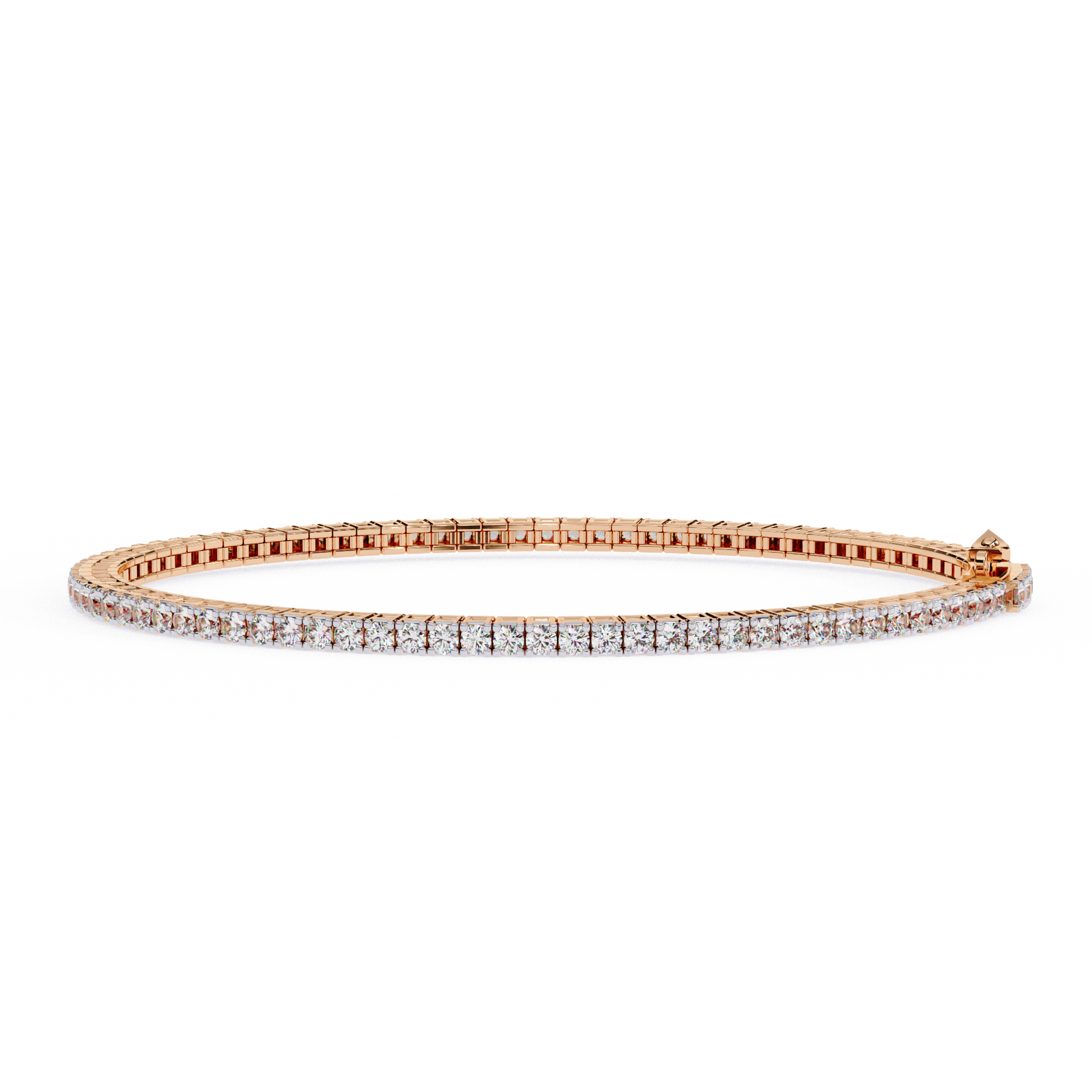 Premium Round Diamond Bracelet – Square Diamond Design All Around in Gold