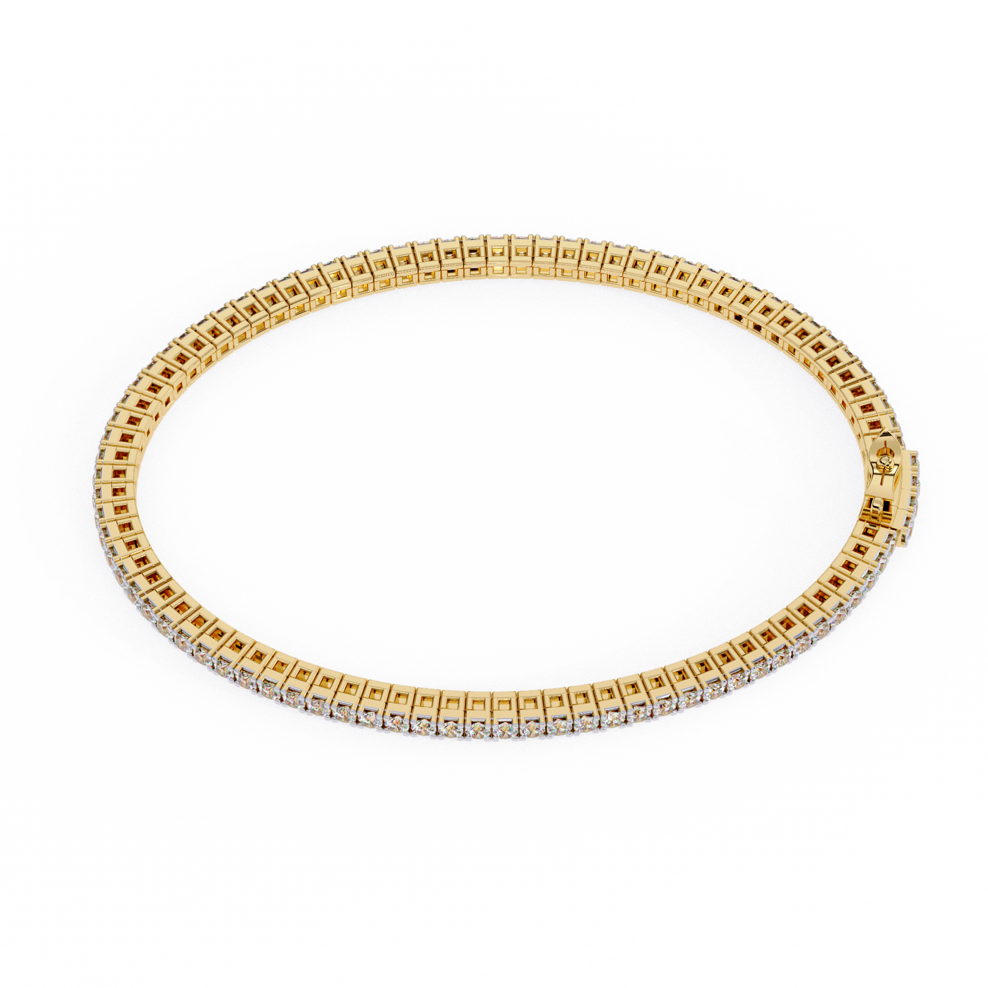 Premium Round Diamond Bracelet – Square Diamond Design All Around in Gold