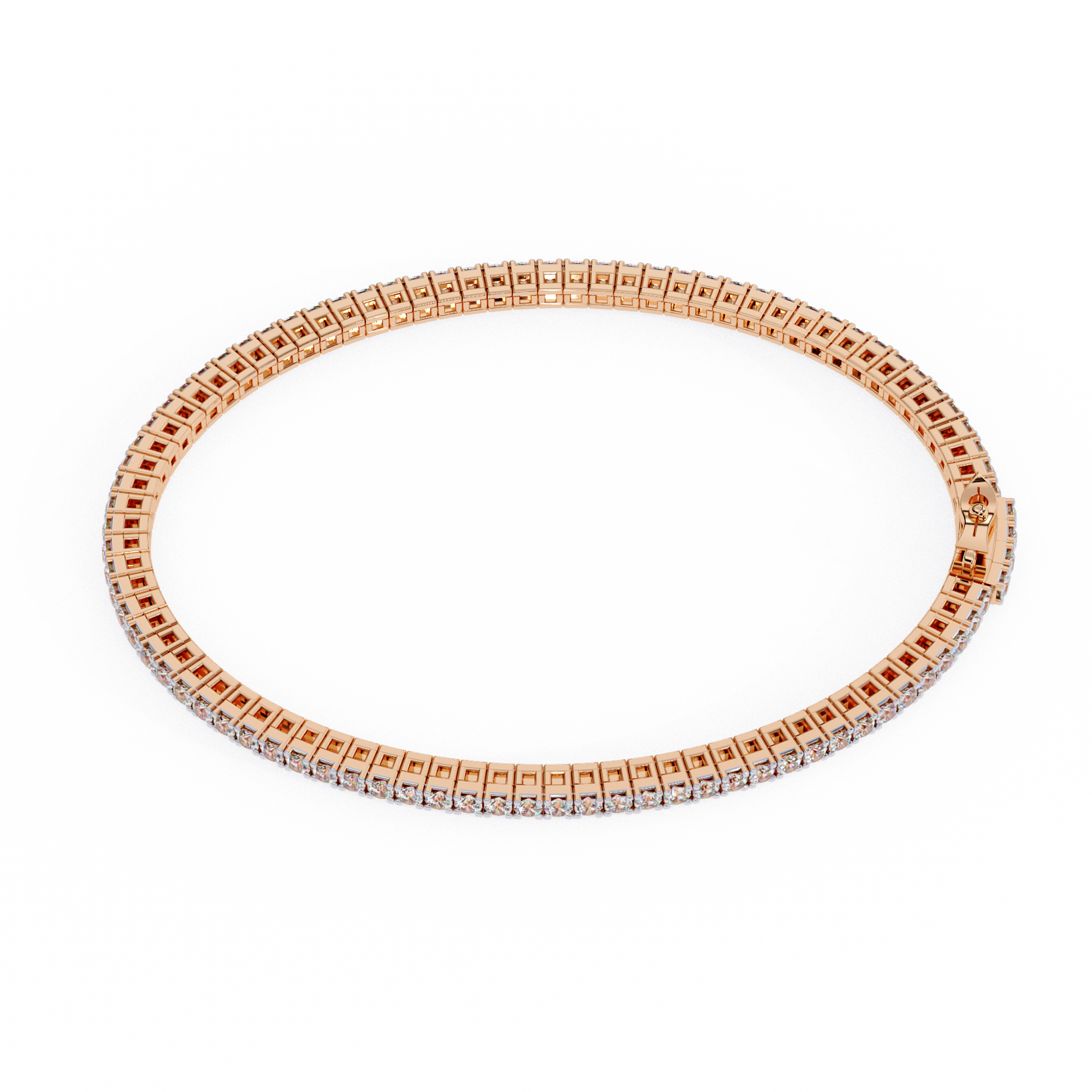 Premium Round Diamond Bracelet – Square Diamond Design All Around in Gold