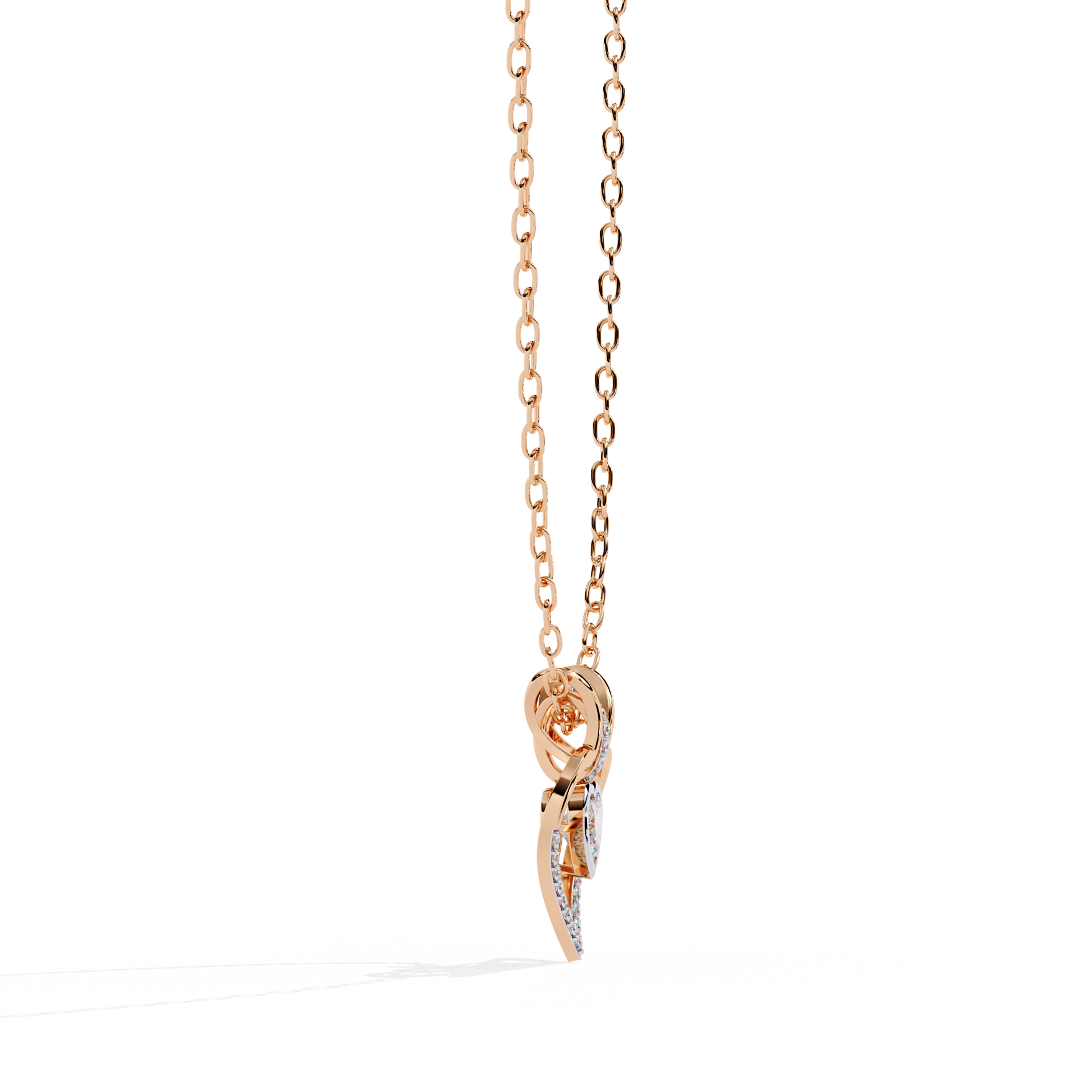 Premium + Round Diamond Pendant – Heart Radiant & Round Cut Diamonds in Gold