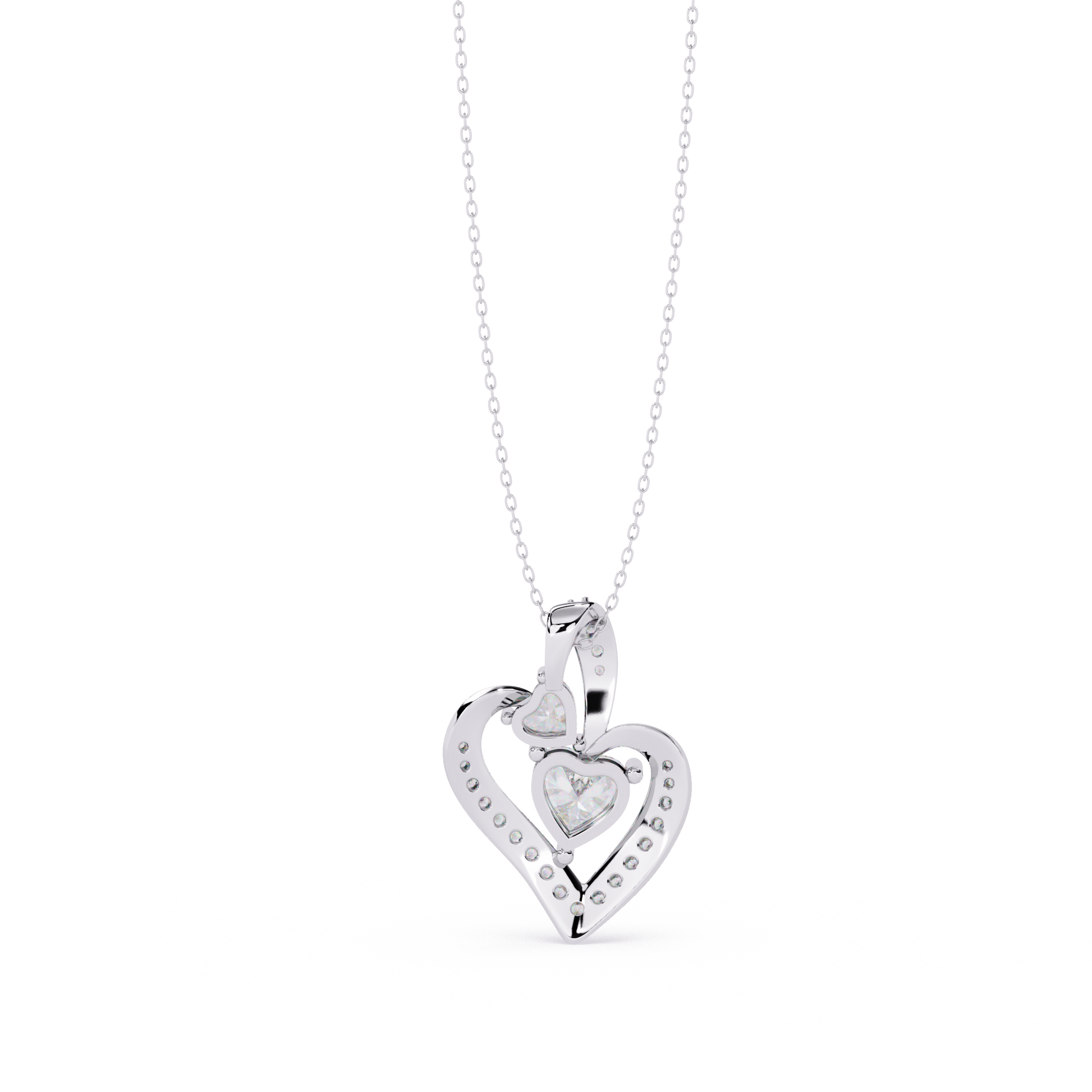 Premium + HR + Round Diamond Pendant – Heart Radiant & Round Cut Diamonds in Gold