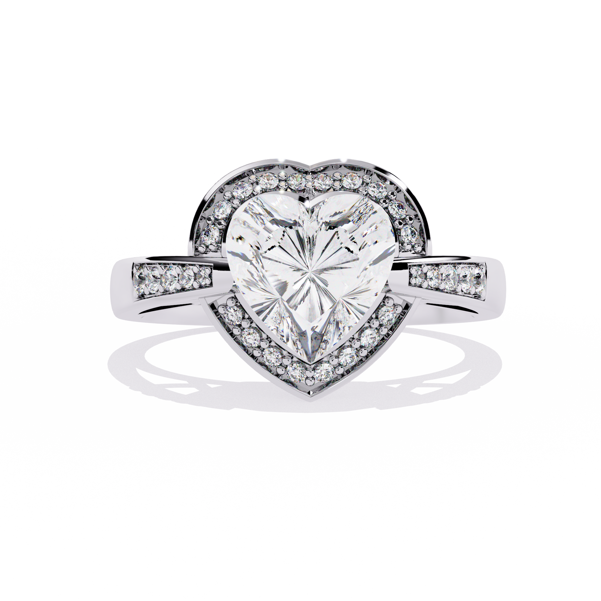 Heart-shaped diamond ring with round lab-grown diamonds