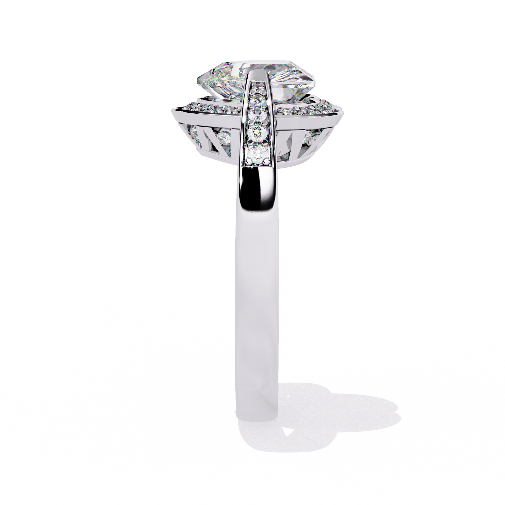 Heart-shaped diamond ring with round lab-grown diamonds