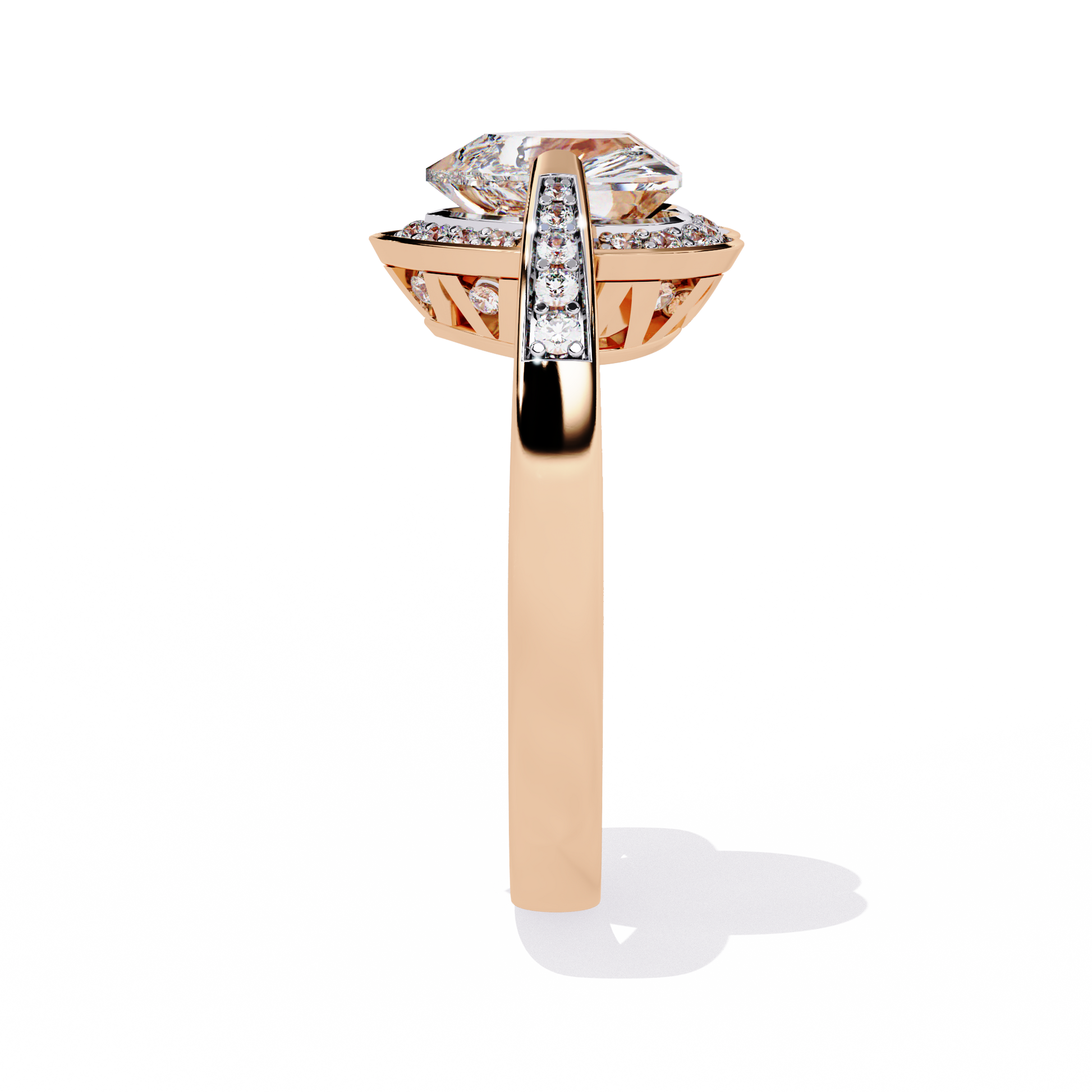 Heart-shaped diamond ring with round lab-grown diamonds