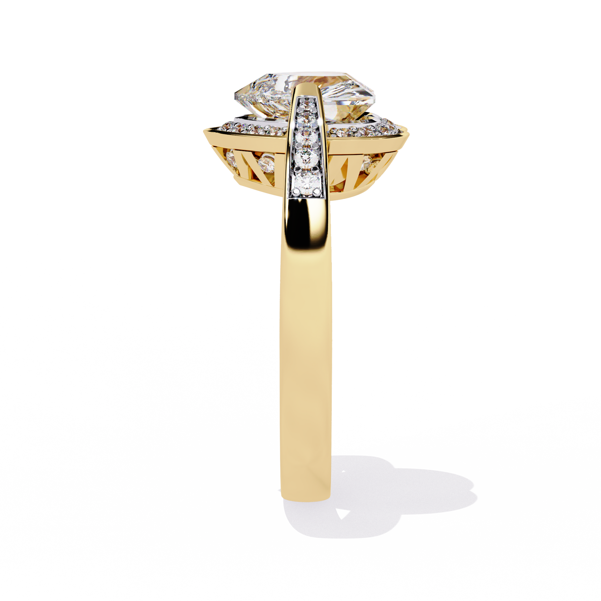 Heart-shaped diamond ring with round lab-grown diamonds