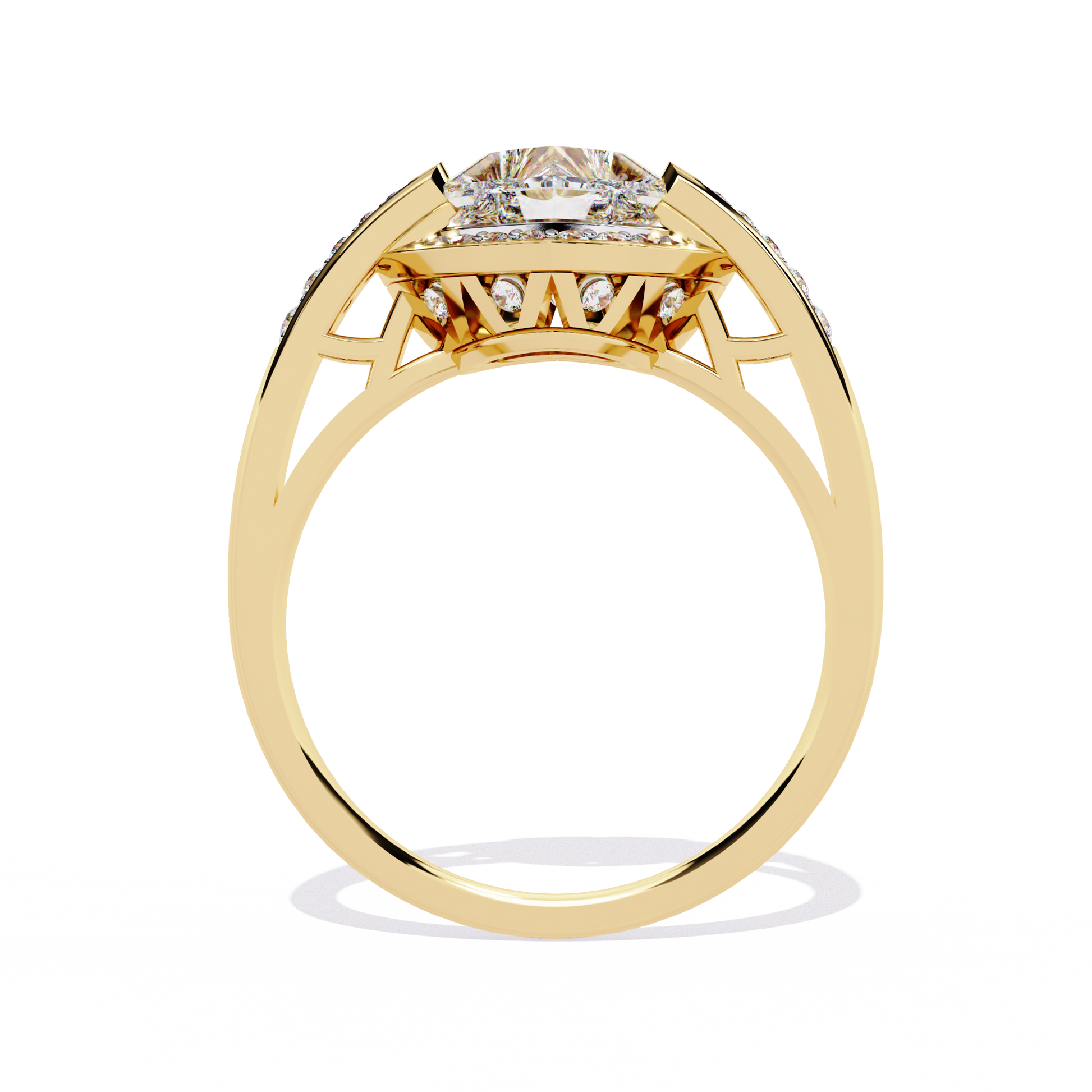 Heart-shaped diamond ring with round lab-grown diamonds