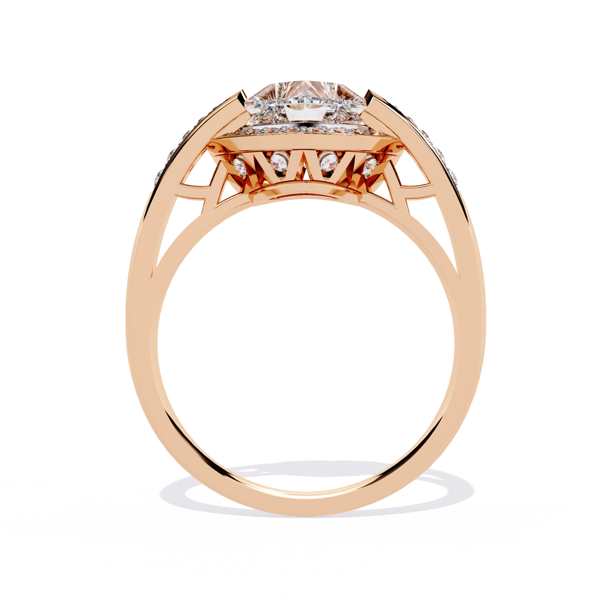 Heart-shaped diamond ring with round lab-grown diamonds