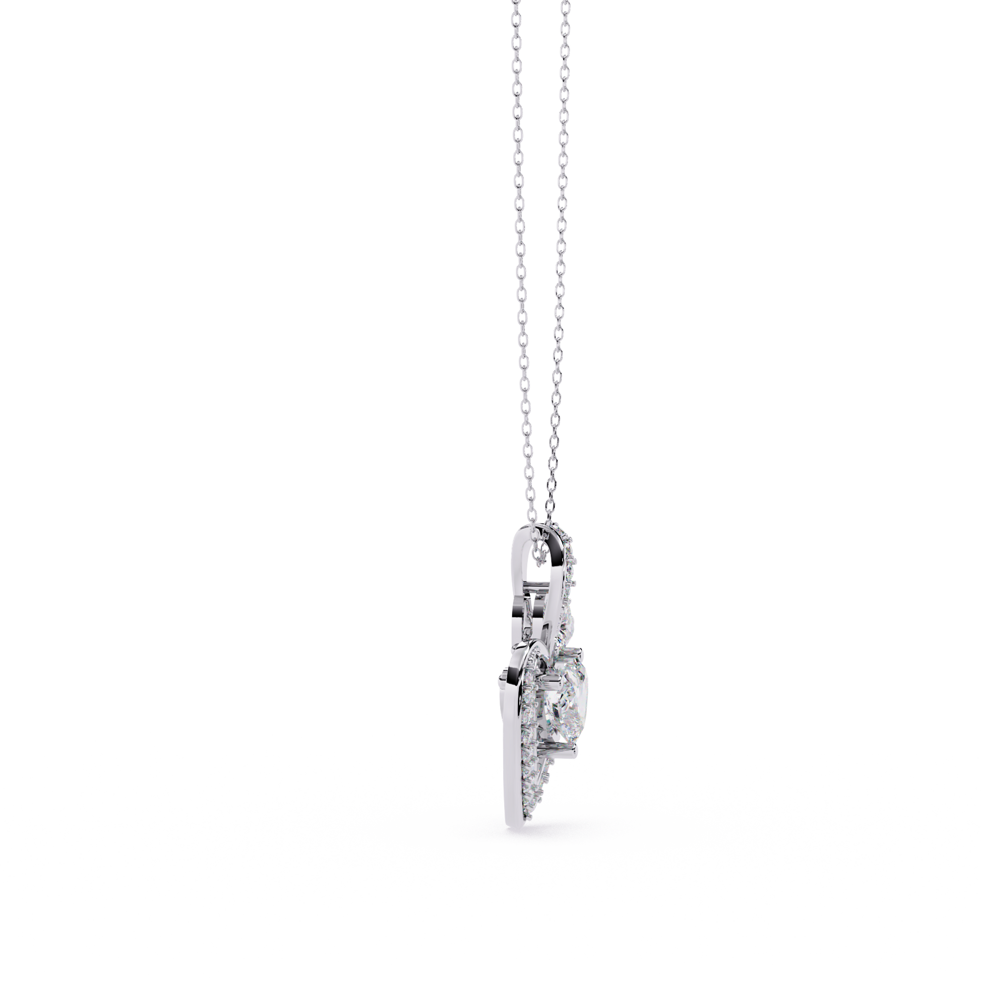 Premium + HR + Round Diamond Pendant – Heart Radiant & Round Cut Diamonds in Gold