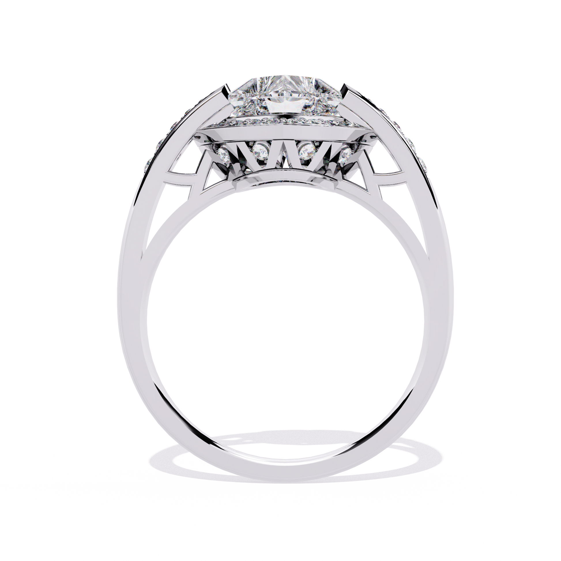 Heart-shaped diamond ring with round lab-grown diamonds