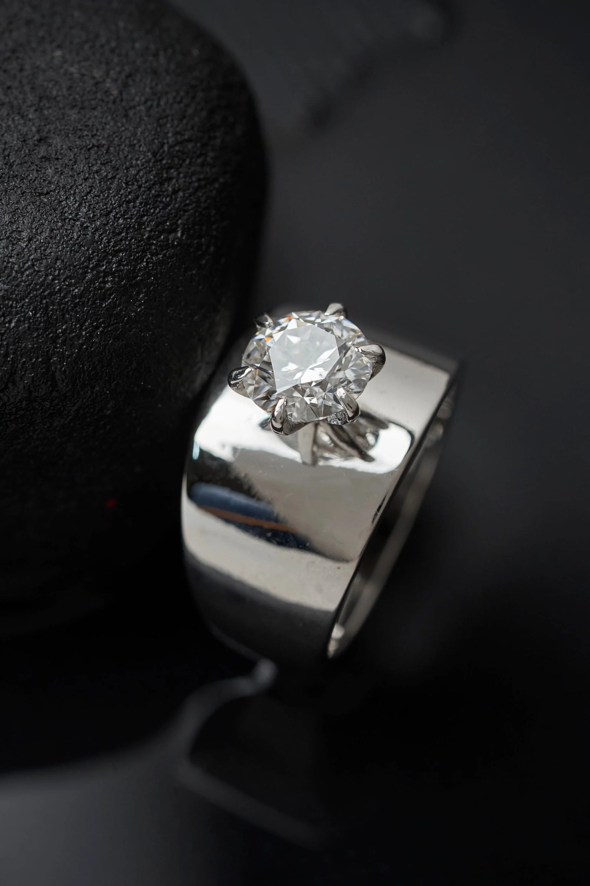 Lab Grown Diamond Wide Band Solitaire Ring