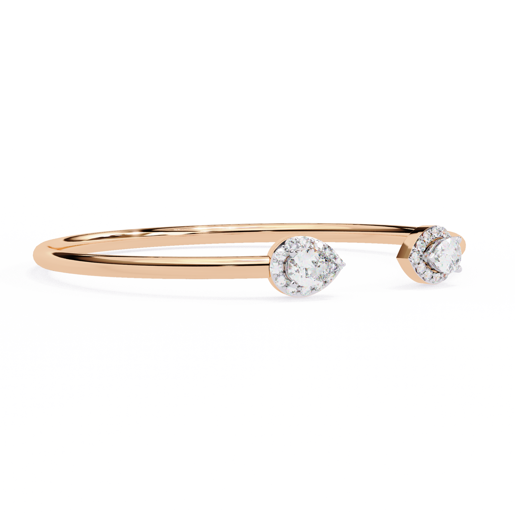 Premium Round + Pear Diamond Bracelet – Elegant Diamond-Studded Gold Bracelet