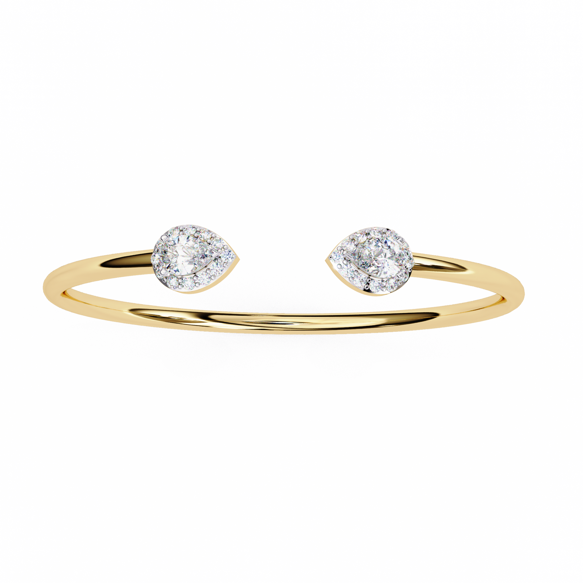 Premium Round + Pear Diamond Bracelet – Elegant Diamond-Studded Gold Bracelet