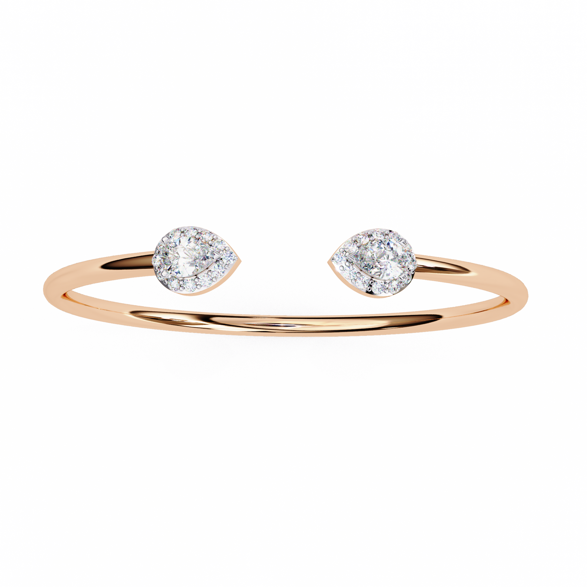 Premium Round + Pear Diamond Bracelet – Elegant Diamond-Studded Gold Bracelet