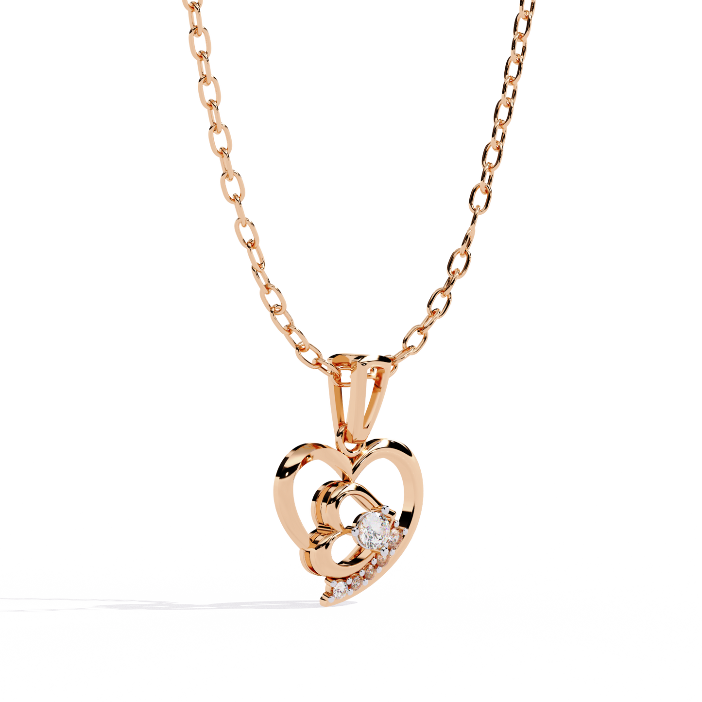 Double heart lab grown diamond solitaire pendant – best price in India, shop online now