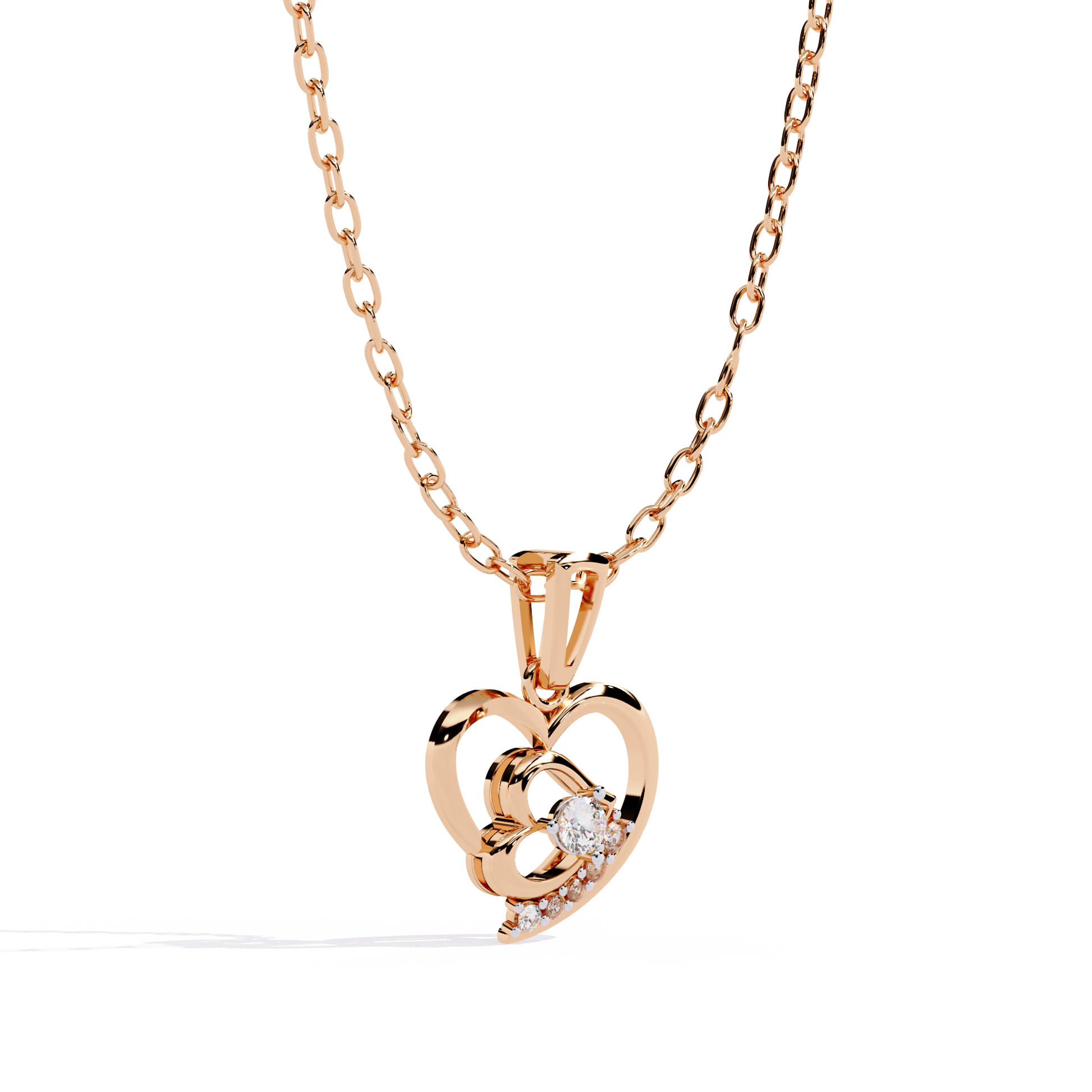 Double heart lab grown diamond solitaire pendant – best price in India,  shop online now