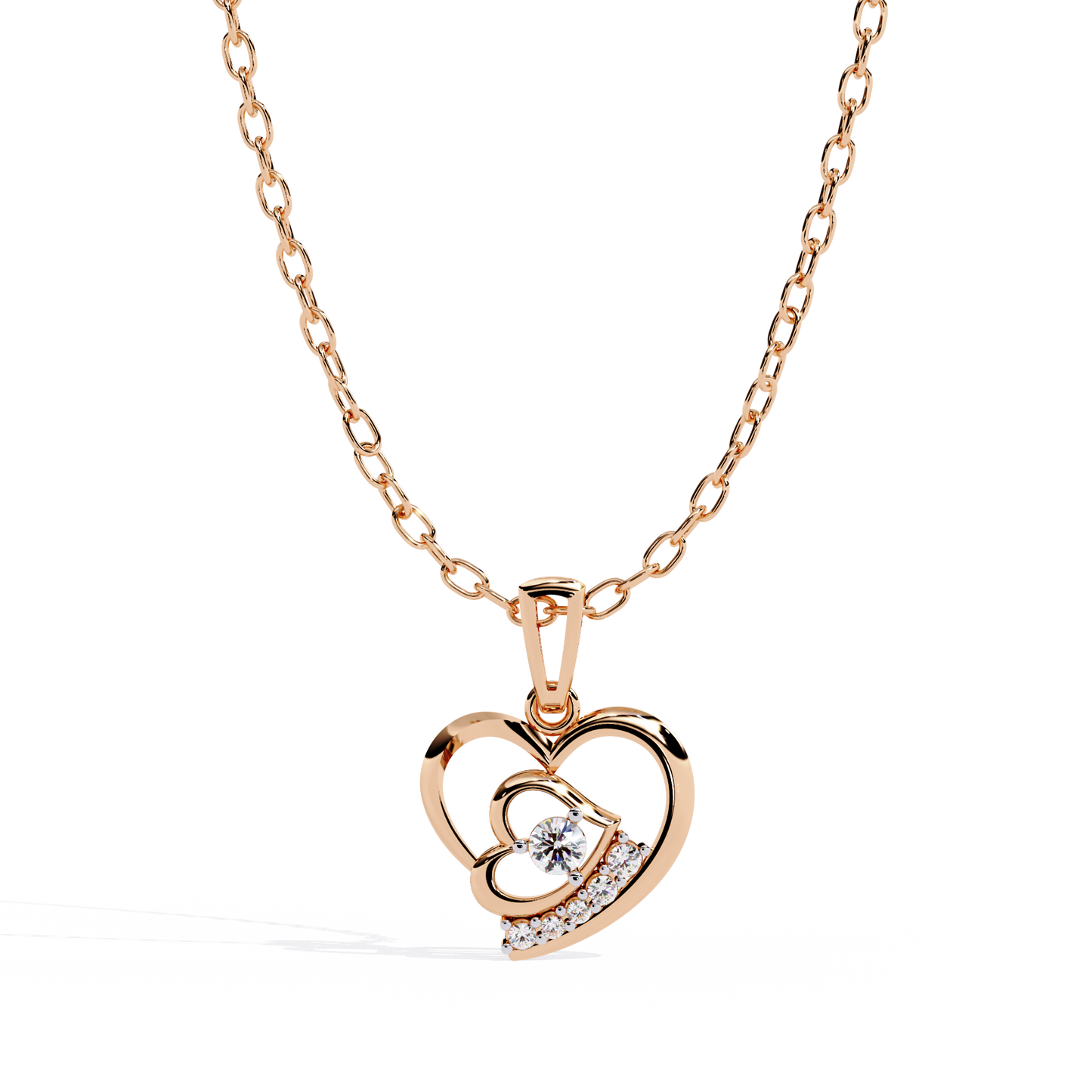 Elegant lab grown diamond heart pendant, solitaire look, online shopping in india with price