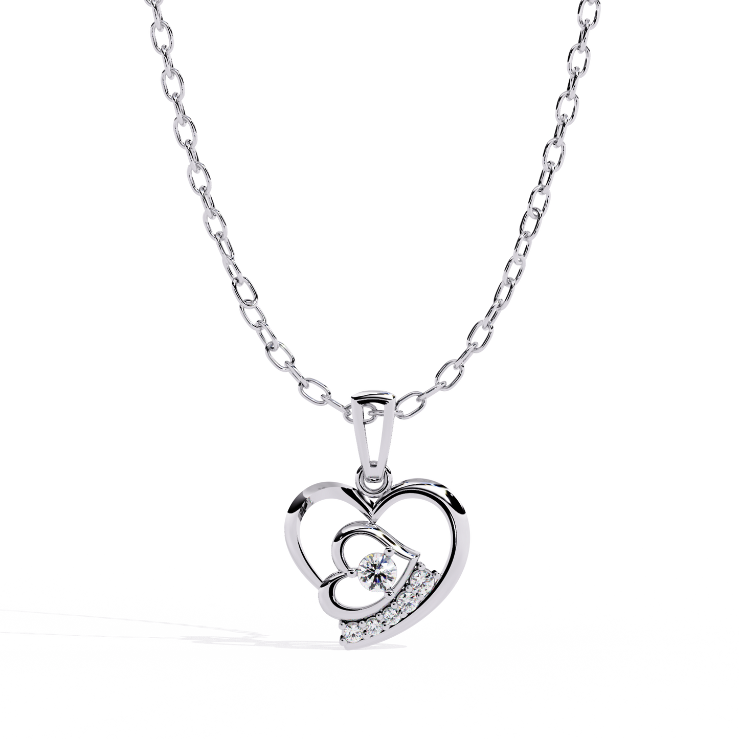 White gold heart lab grown diamond pendant for women – lab grown diamond jewellery price in india