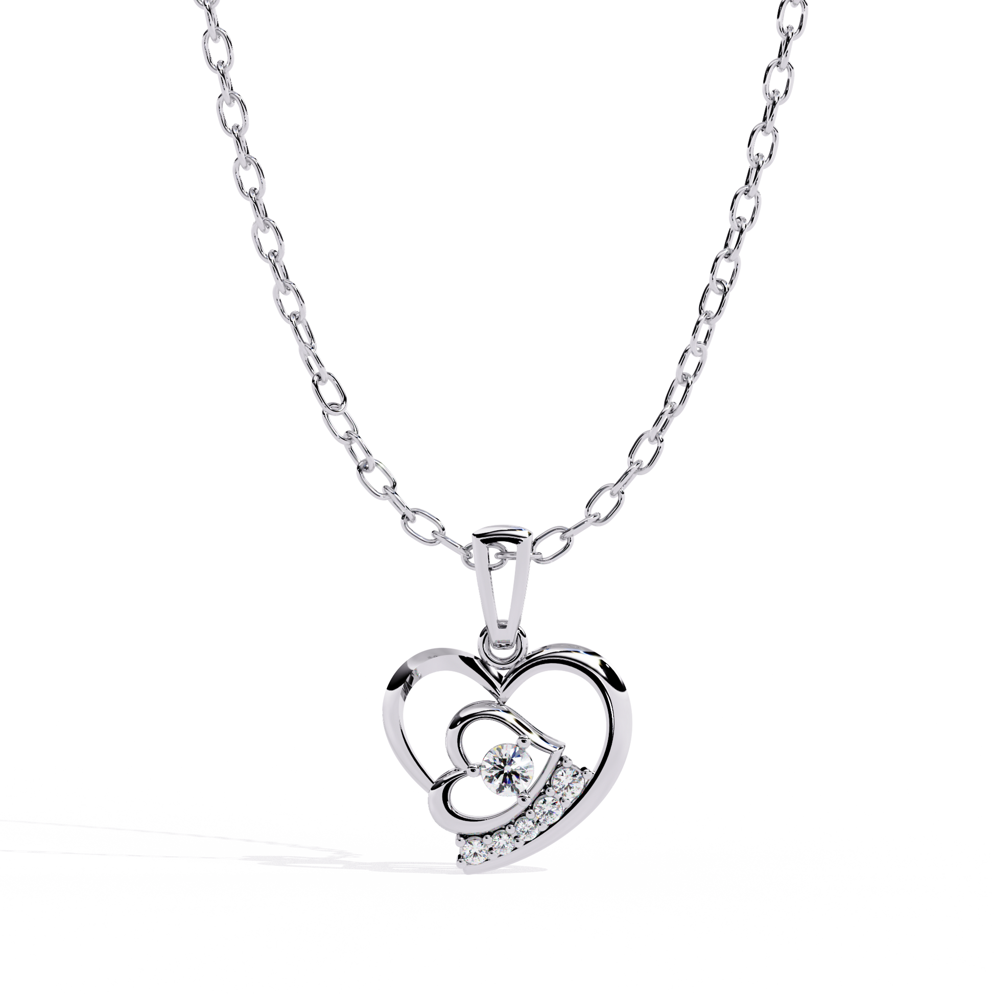 White gold heart lab grown diamond pendant for women – lab grown diamond jewellery price in india