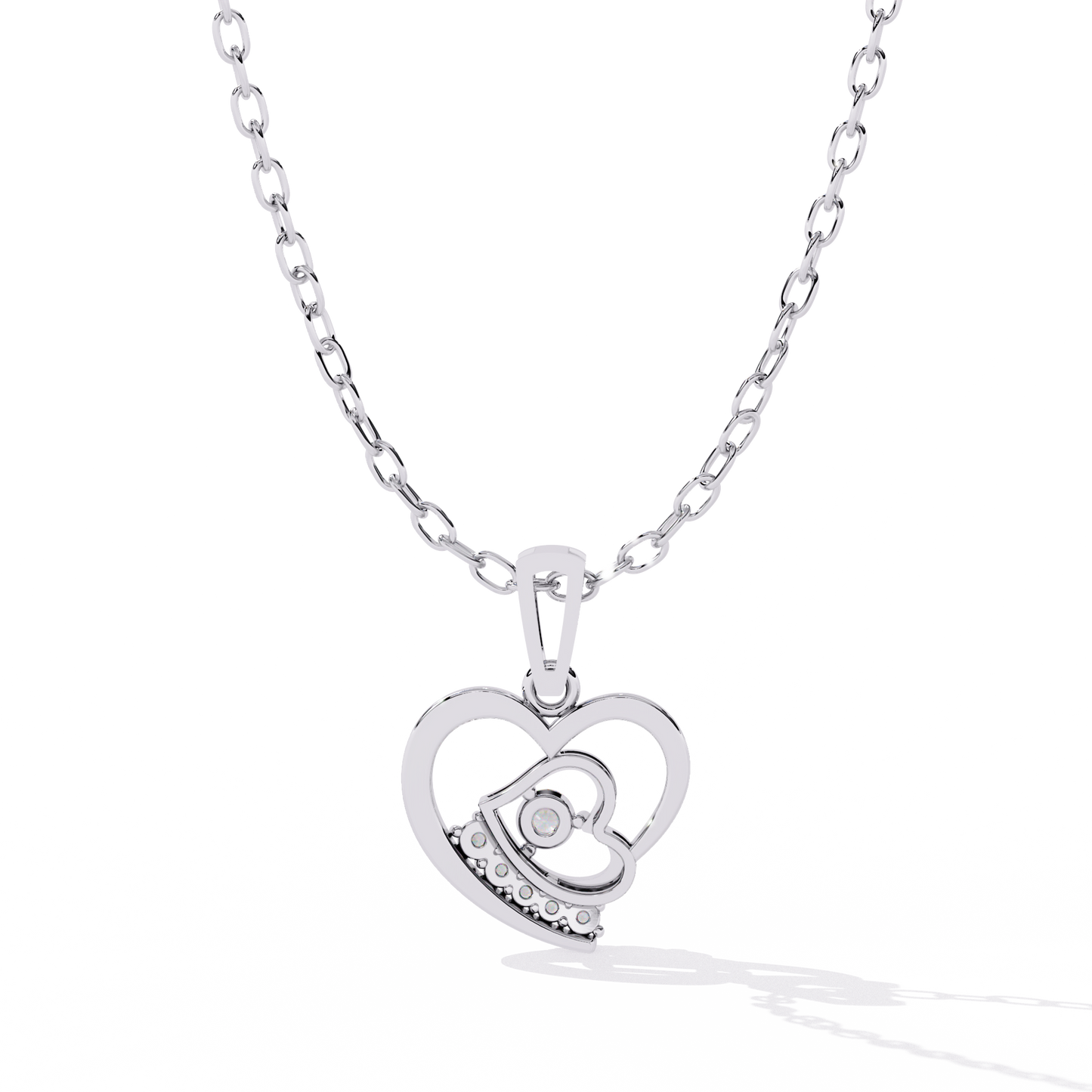 Designer lab grown diamond pendant in double heart shape, perfect for women diamond pendant online shopping in india with price