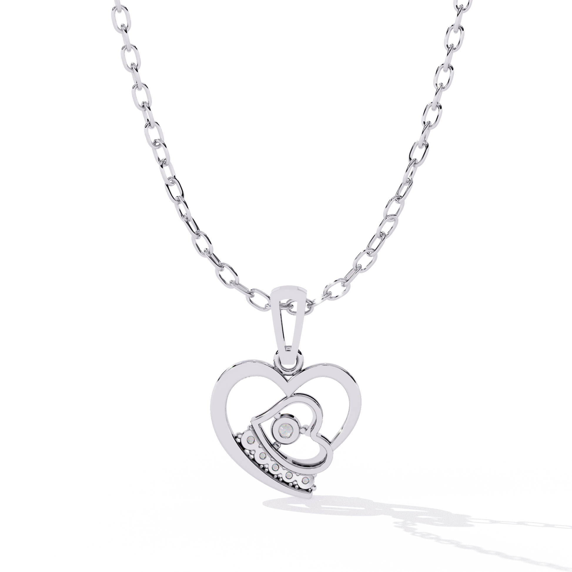 Designer lab grown diamond pendant in double heart shape, perfect for women diamond pendant online shopping in india with price