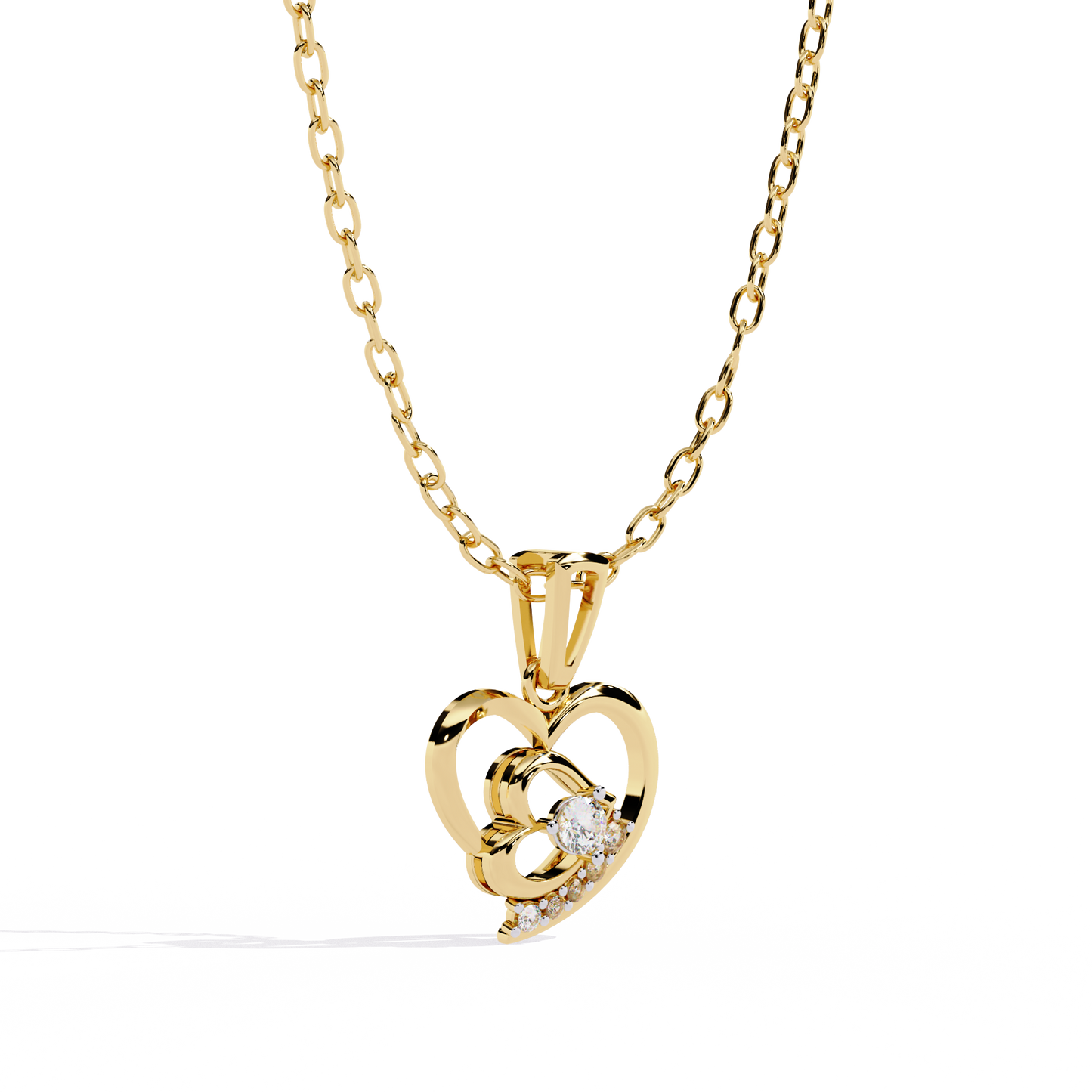 Yellow gold solitaire style pendant with lab grown diamonds – for sale in India online