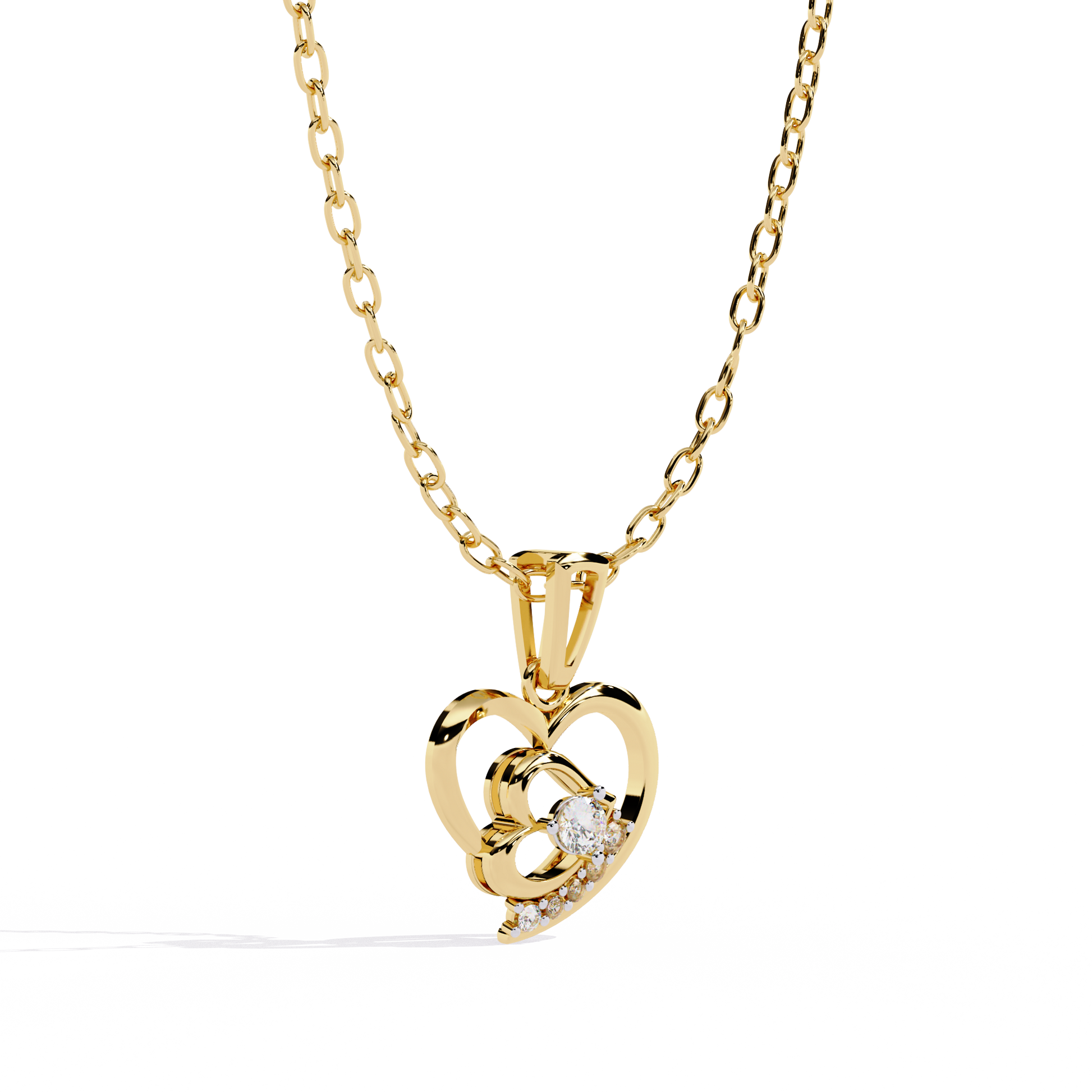 Yellow gold solitaire style pendant with lab grown diamonds – for sale in India online