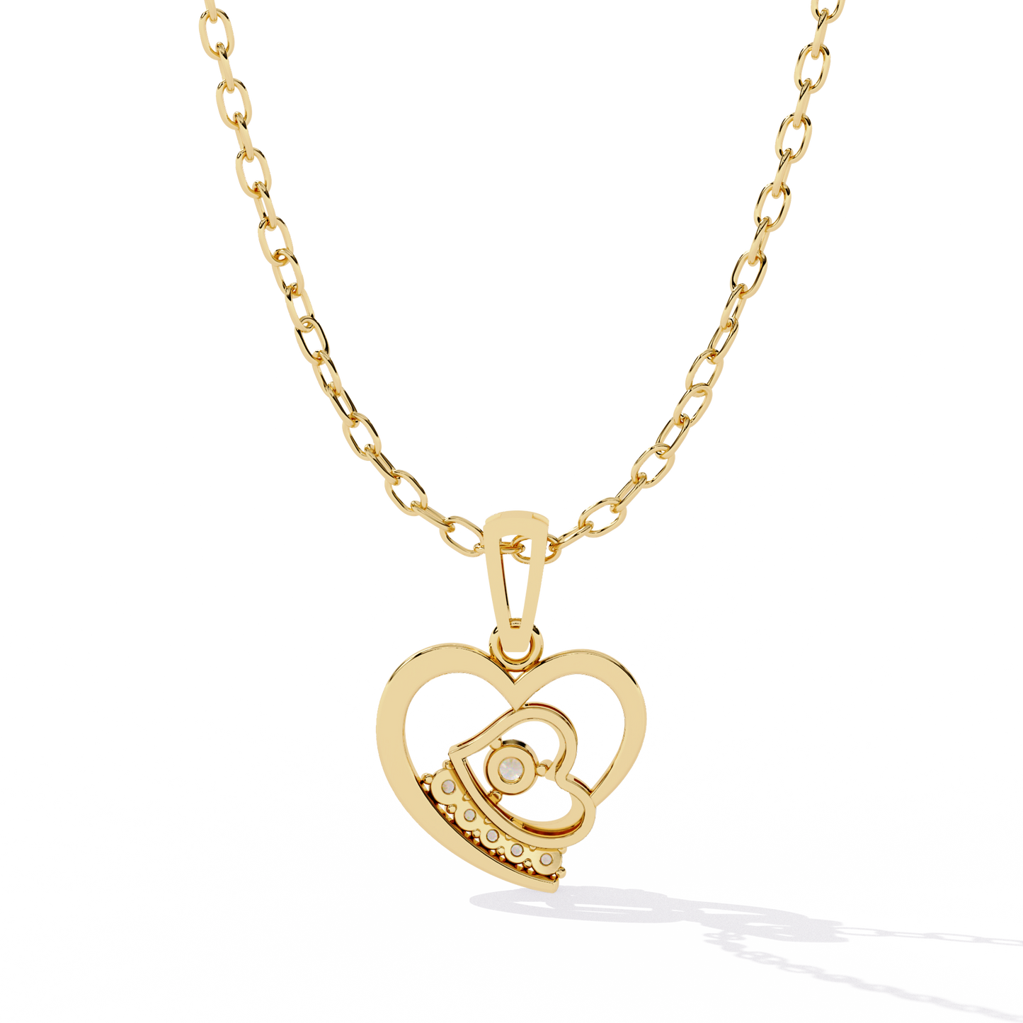 Affordable lab grown diamond pendant in India with double heart design for women