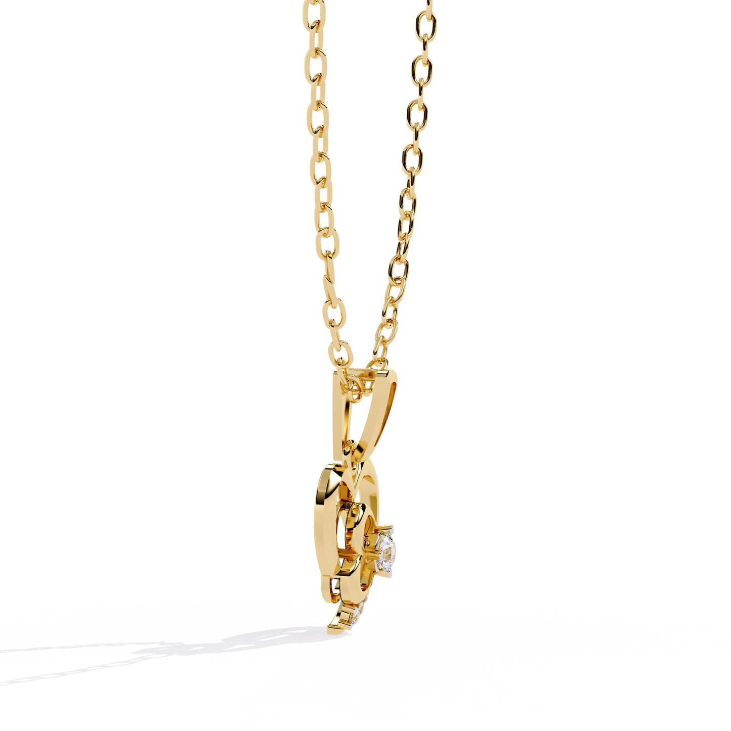 Yellow gold lab grown diamond pendant with solitaire diamond Online India at best price