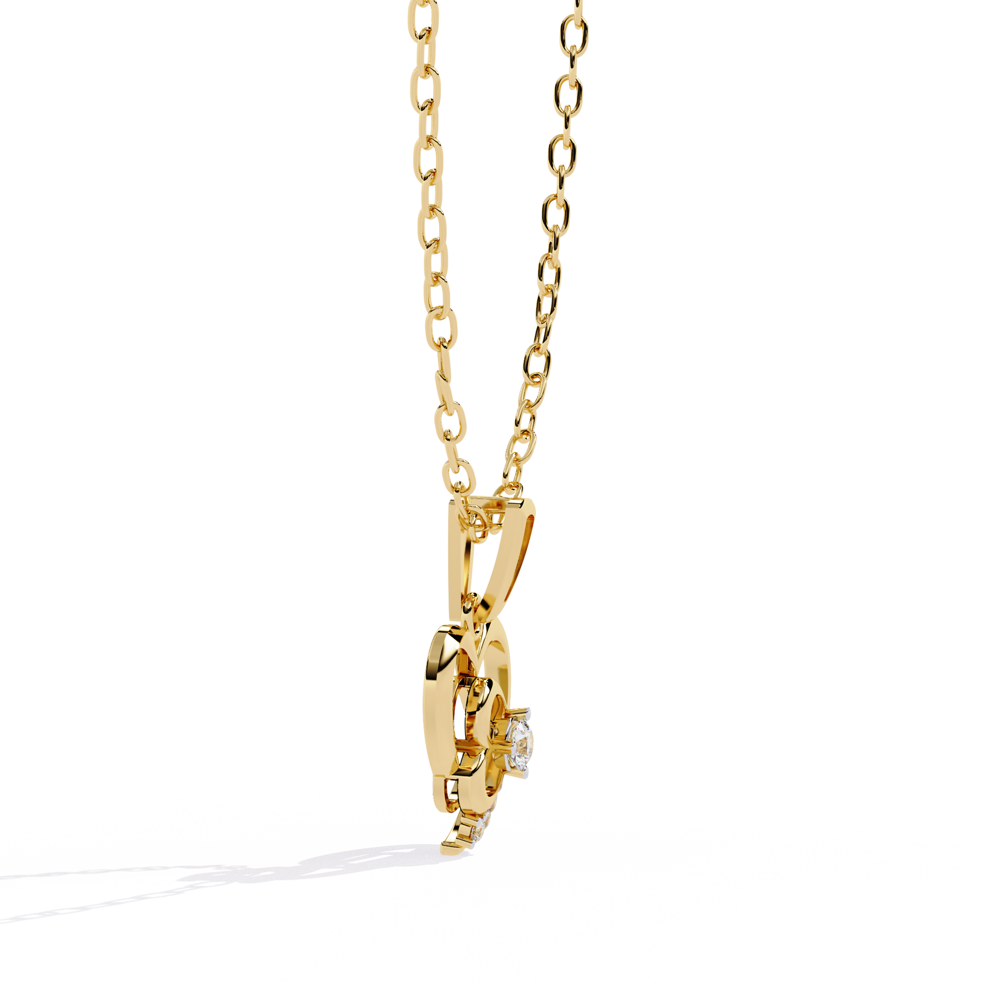 Yellow gold lab grown diamond pendant with solitaire diamond Online India at best price