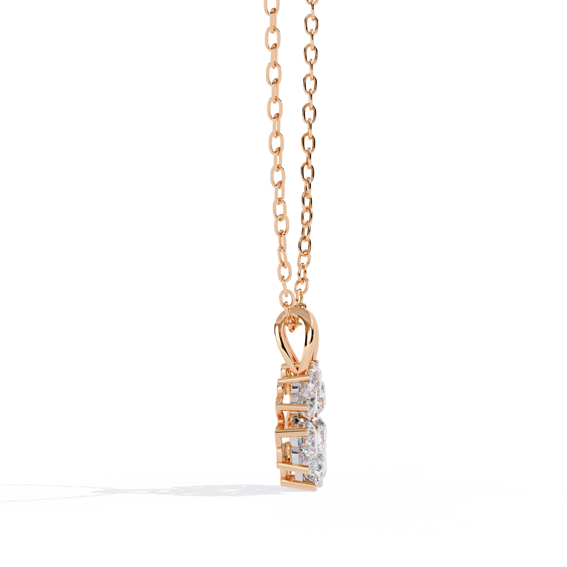 Rose gold gold heart floral lab grown diamond pendant for women in India online