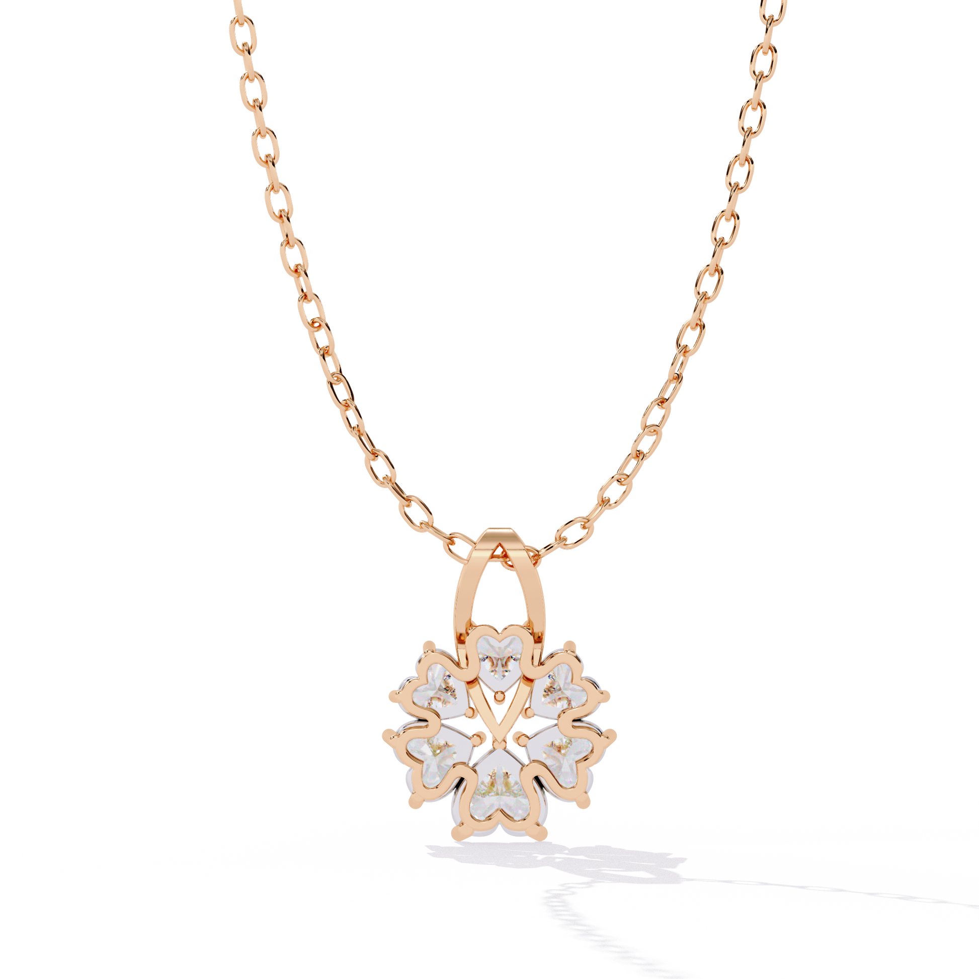 Shop Flower Heart Shaped lab grown diamond pendant online in India at best price