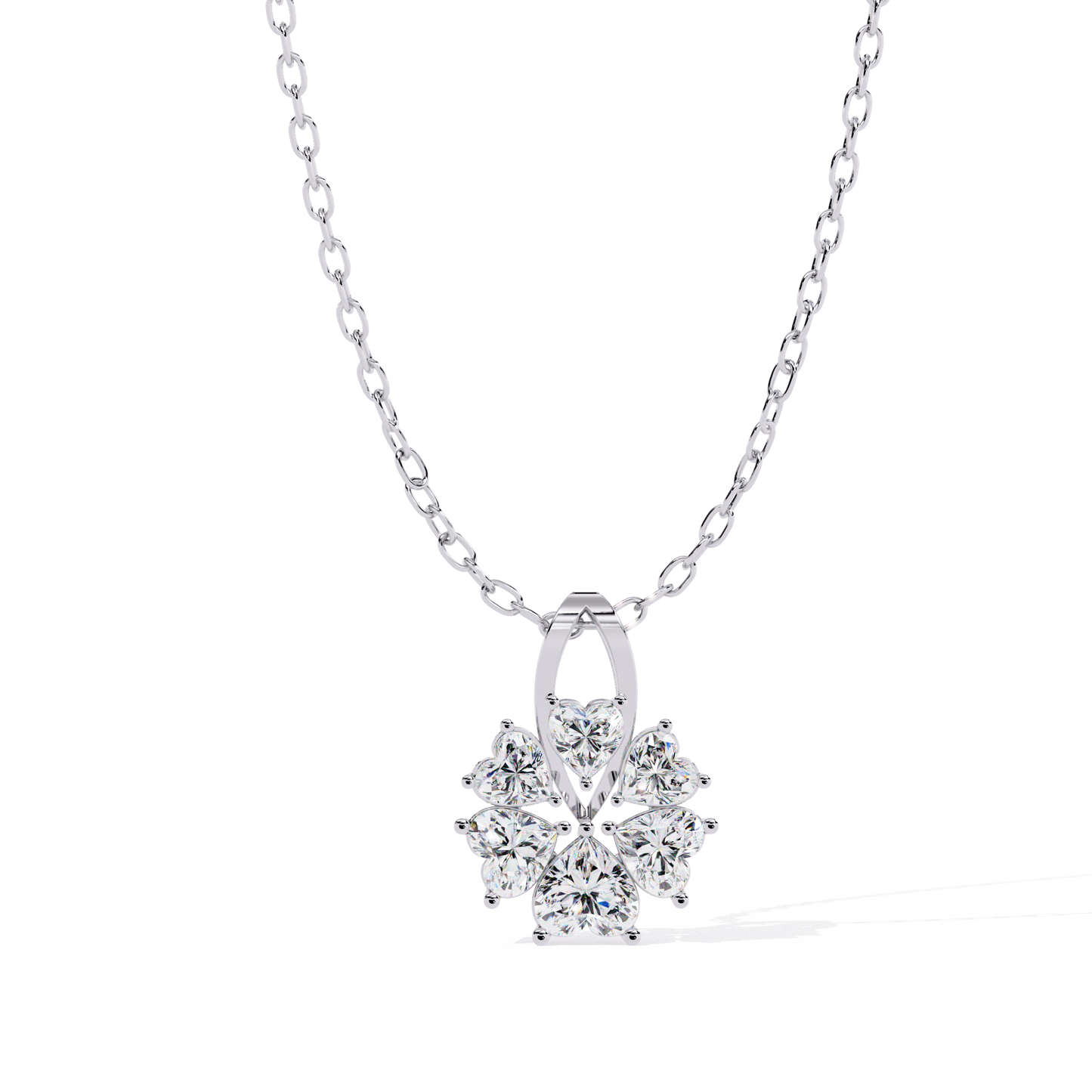 Affordable lab grown diamond pendant with heart-shaped stones at best price