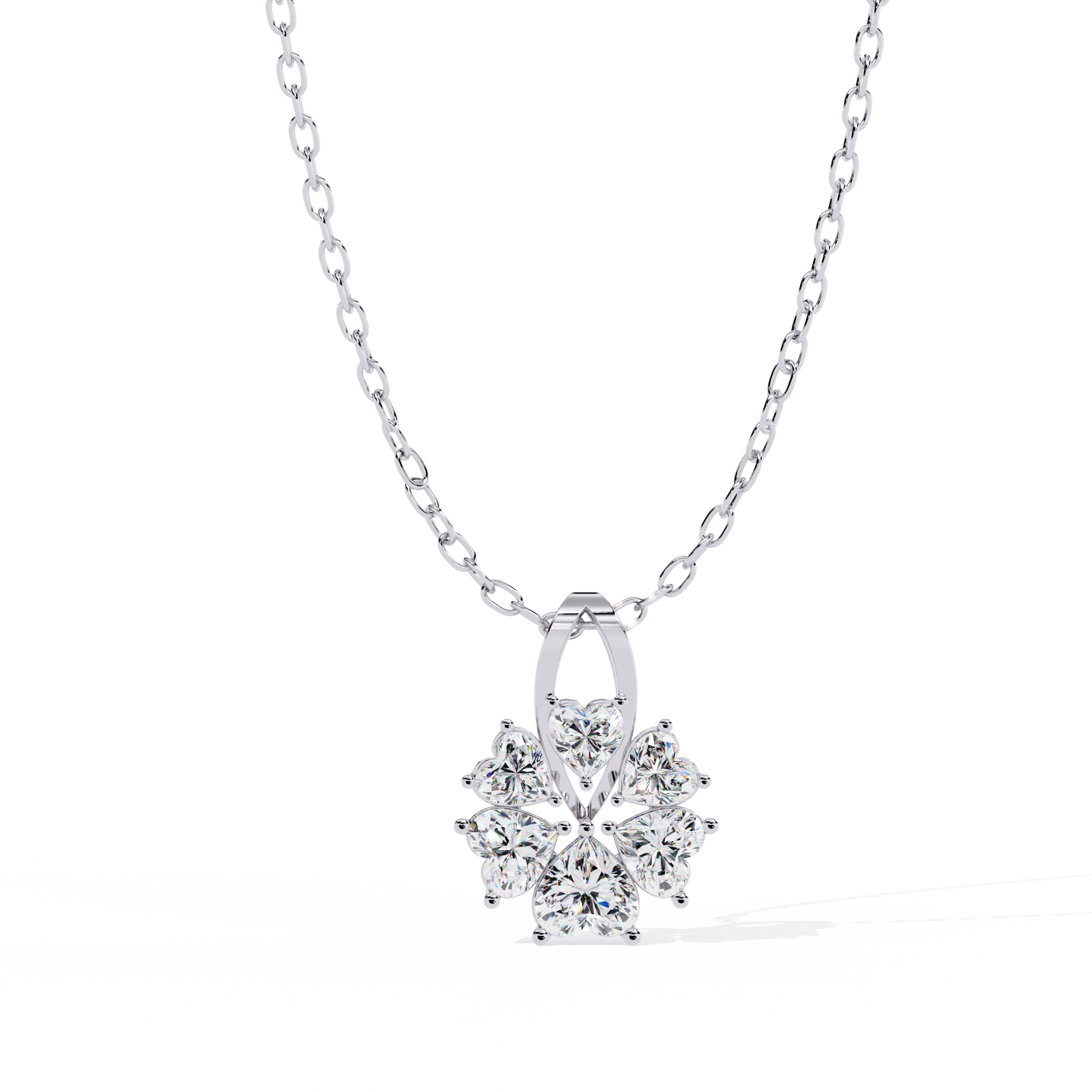 Affordable lab grown diamond pendant with heart-shaped stones at best price