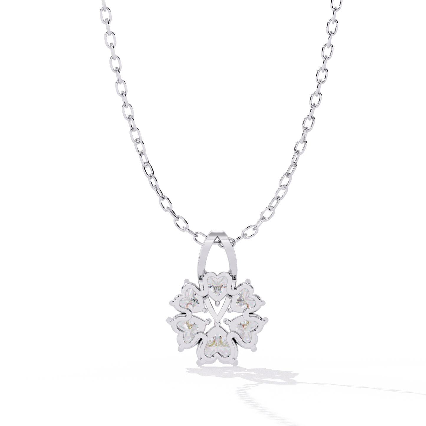 Shop lab grown diamond jewelry online India – heart flower pendant at best price