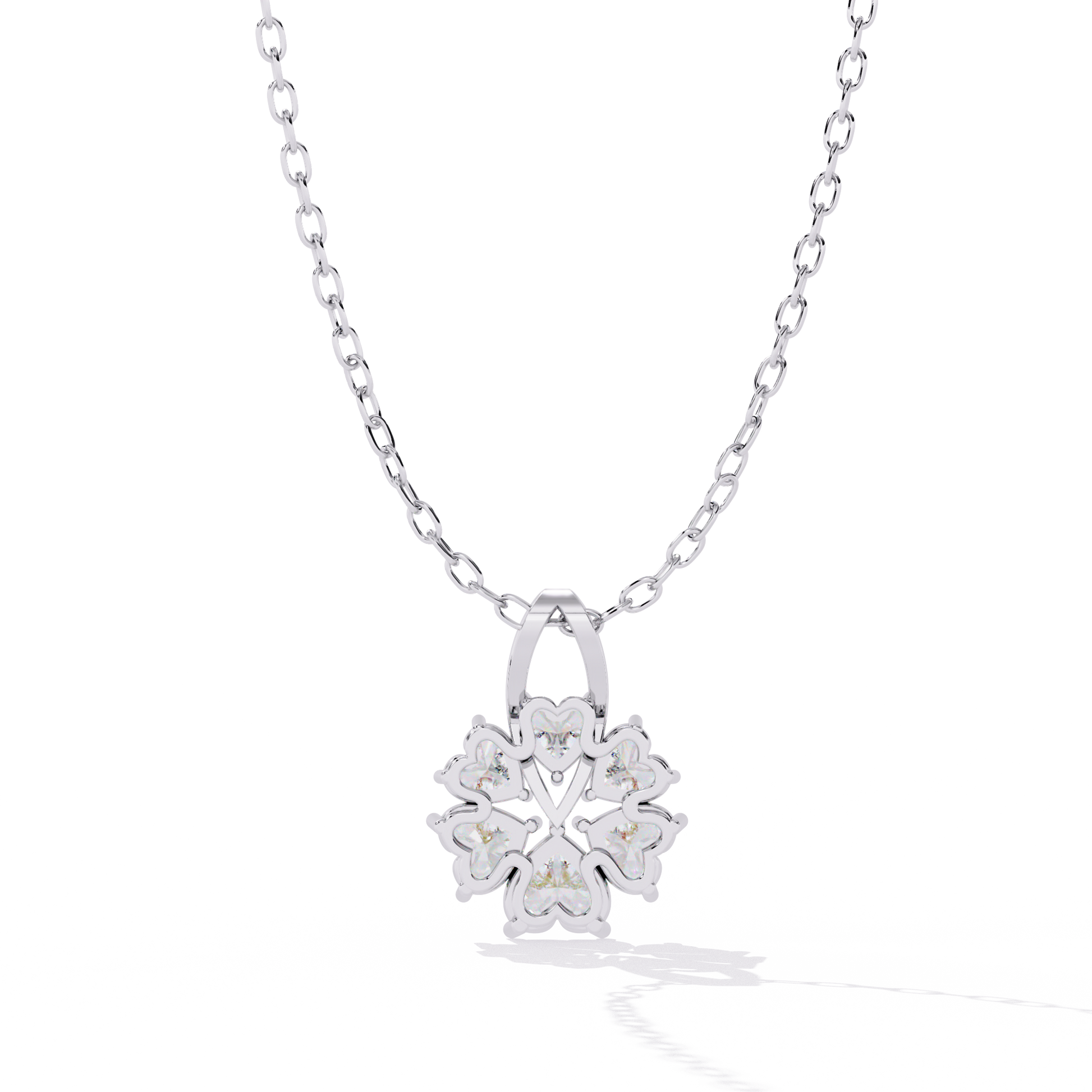 Shop lab grown diamond jewelry online India – heart flower pendant at best price