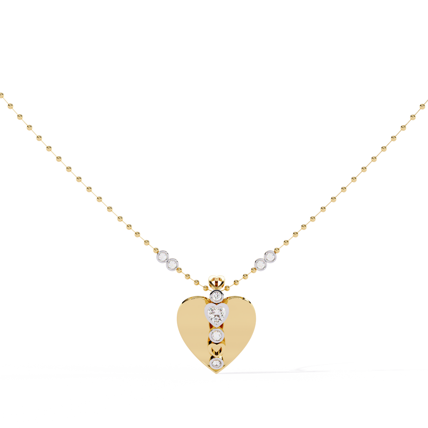 Yellow gold heart pendant with lab grown diamonds for women in India online